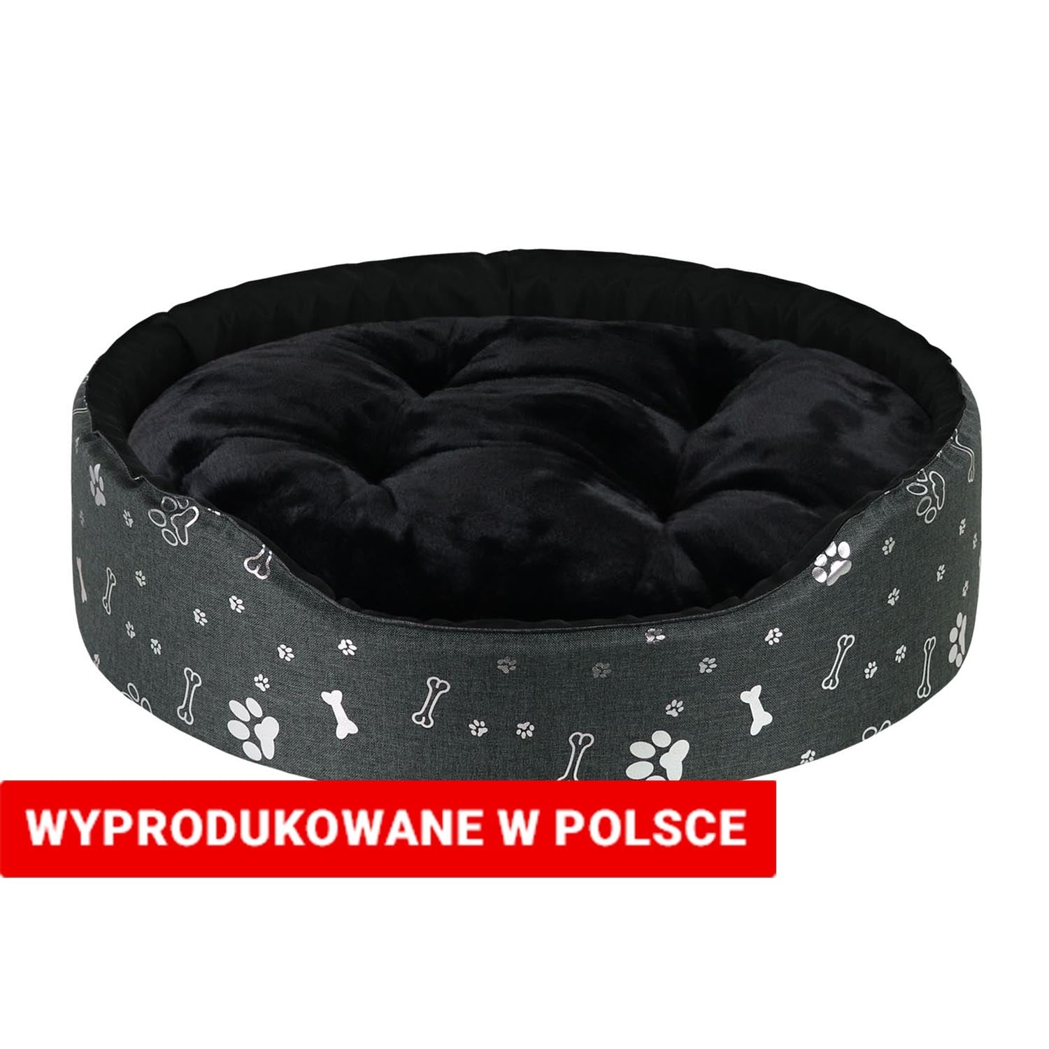 Sofa dla psa Dogguru Ruby King, kostki i łapki, czarna