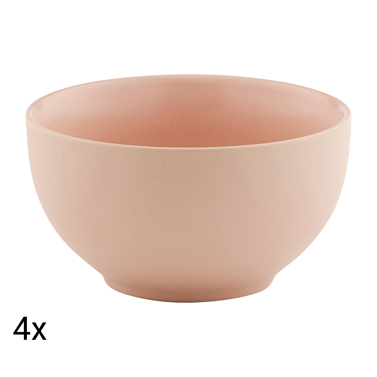 Zestaw salaterek ceramicznych Domotti Pastelli, 660 ml, 14 cm, 4 sztuki, różowe