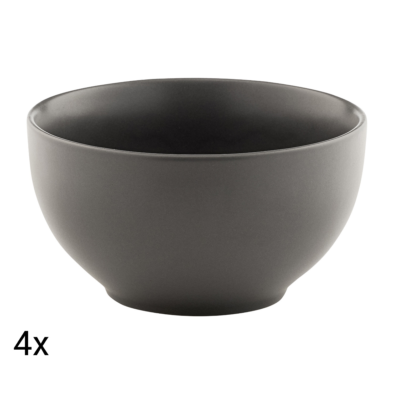 Zestaw salaterek ceramicznych Domotti Pastelli, 660 ml, 14 cm, 4 sztuki, ciemnoszare