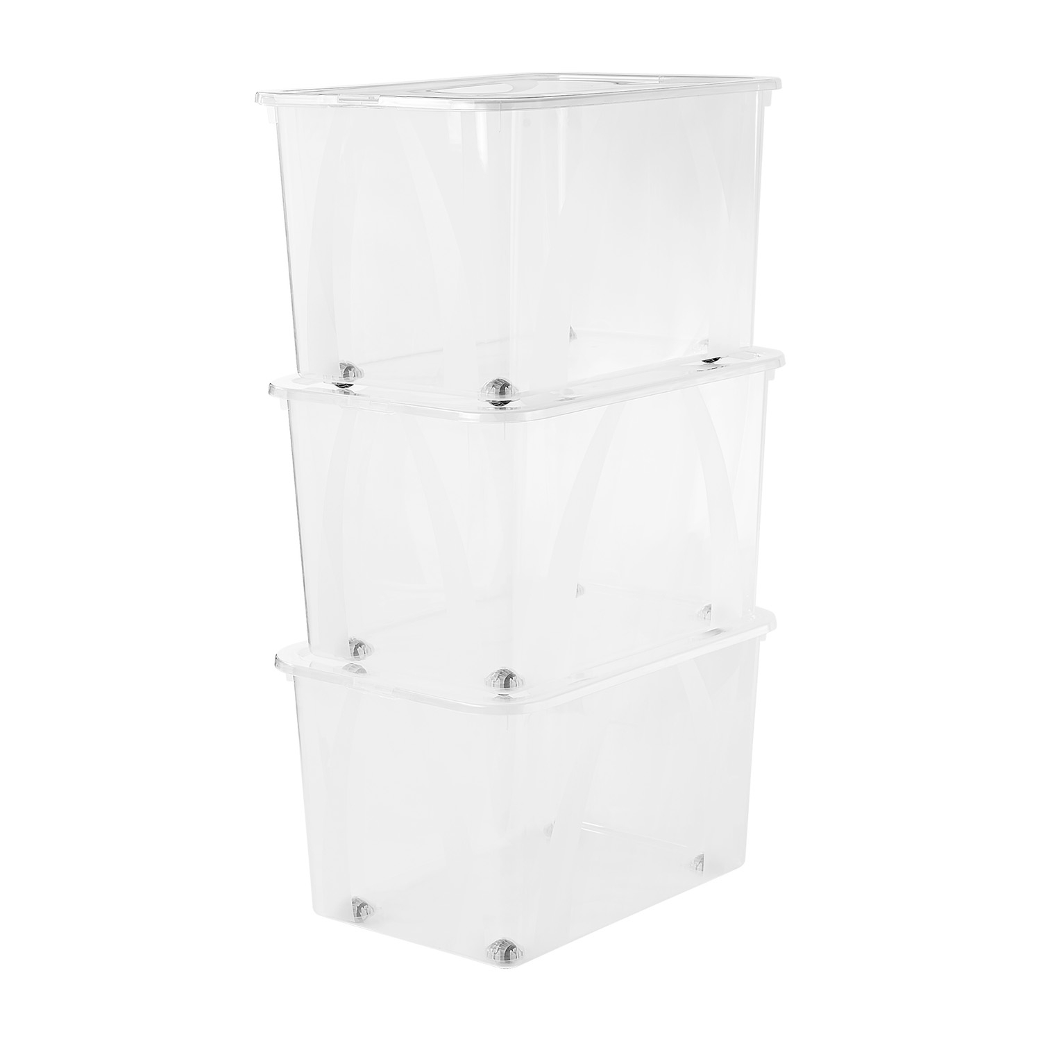 Zestaw 3 pudełek do przechowywania Rotho Lona, 50 l, transparentne