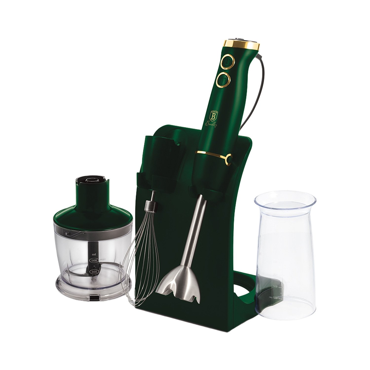 Blender ręczny BerlingerHaus Emerald, 500 W, z akcesoriami, zielony