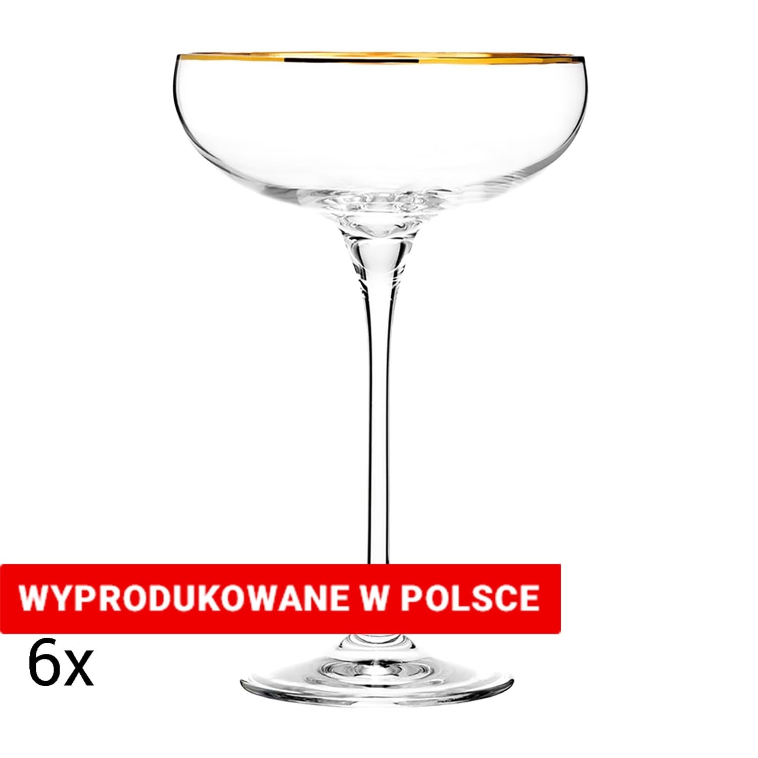 Komplet 6 kieliszków Krosno Harmony Gold, do szampana, 280 ml