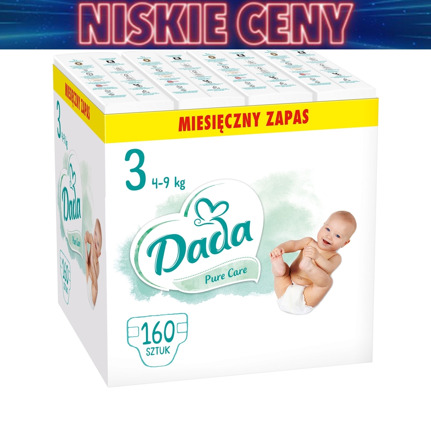 Pieluszki Pure Care 3 Midi, 4-9 kg, 160 szt., identyfikator wilgotności