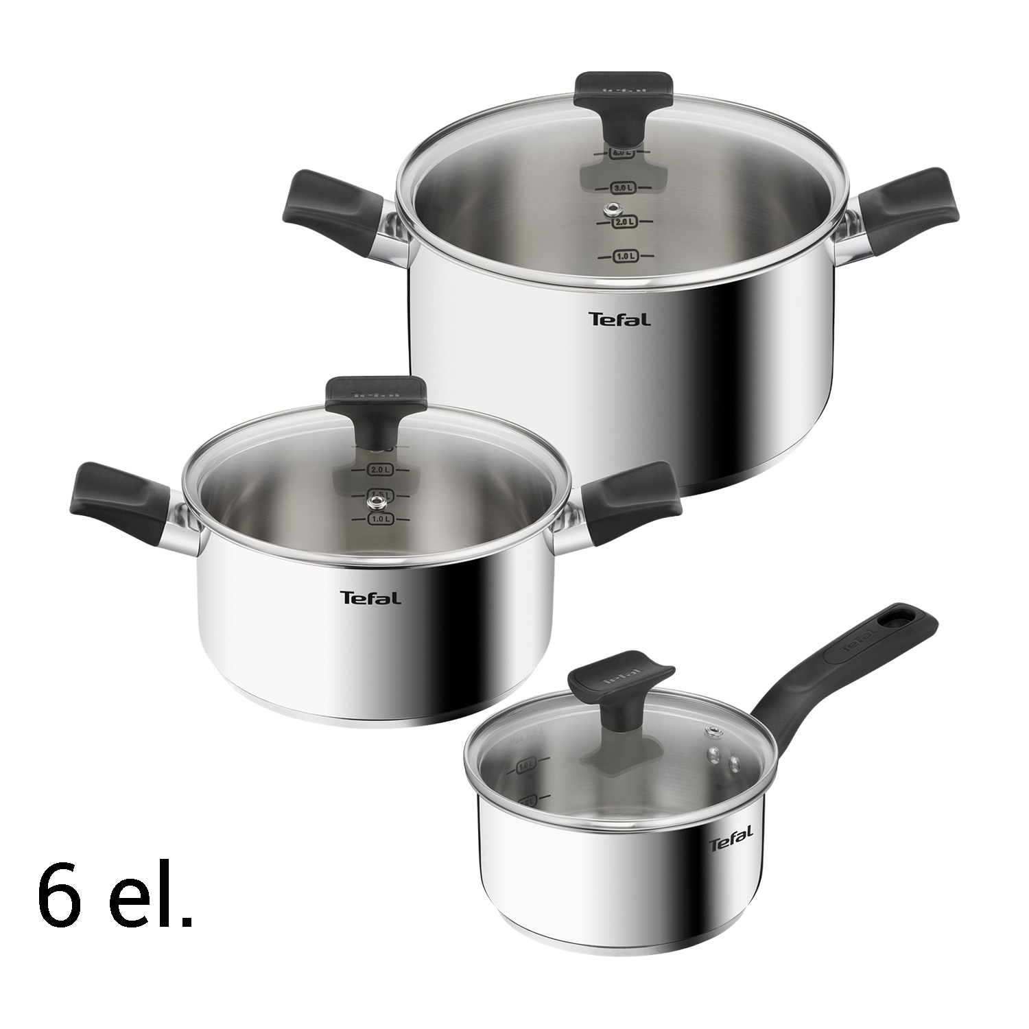 Zestaw garnków stalowych Tefal Delicious, 6 elementów, srebrne