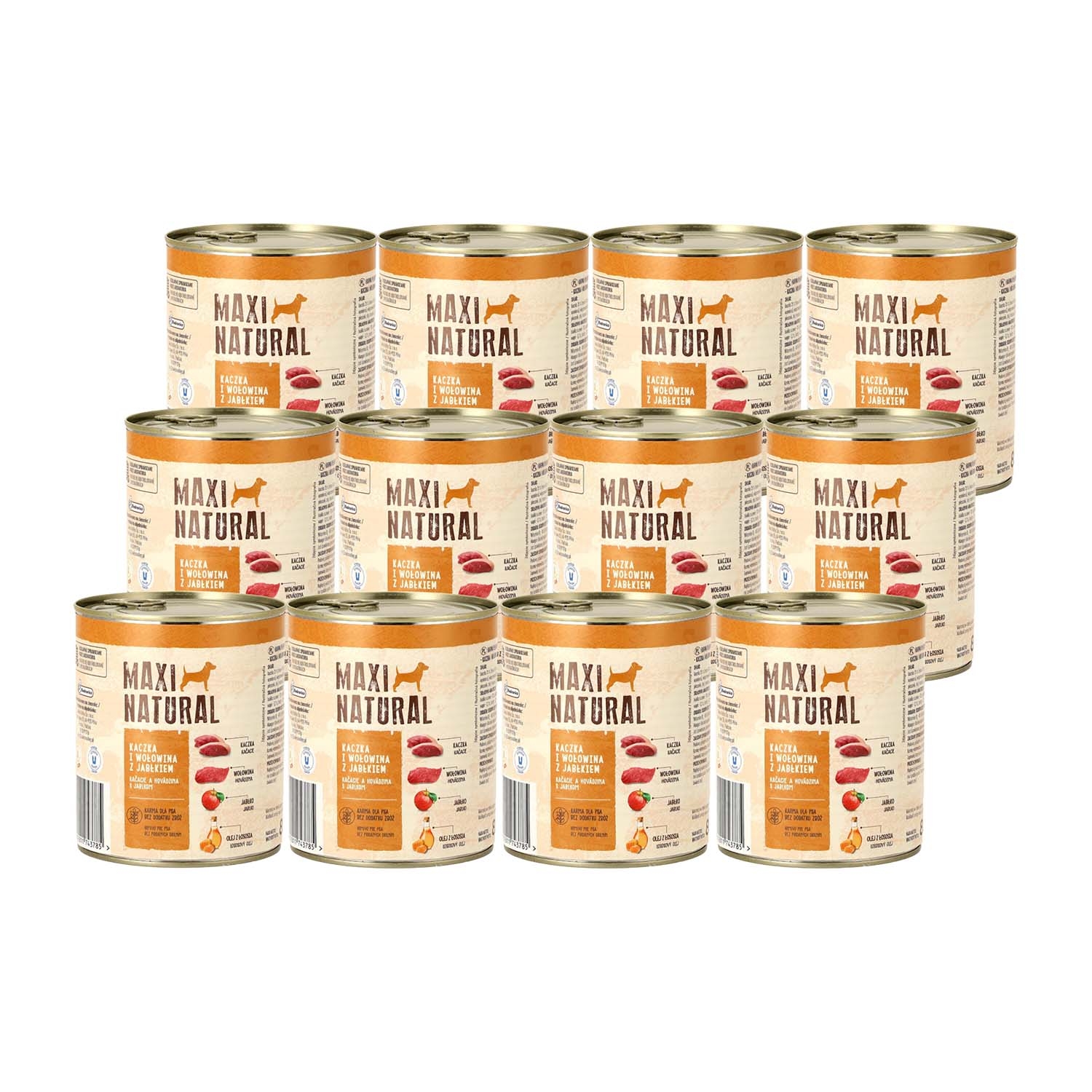 Karma dla psa Maxi Natural, kaczka i wołowina z jabłkiem, mokra, 12 x 800 g
