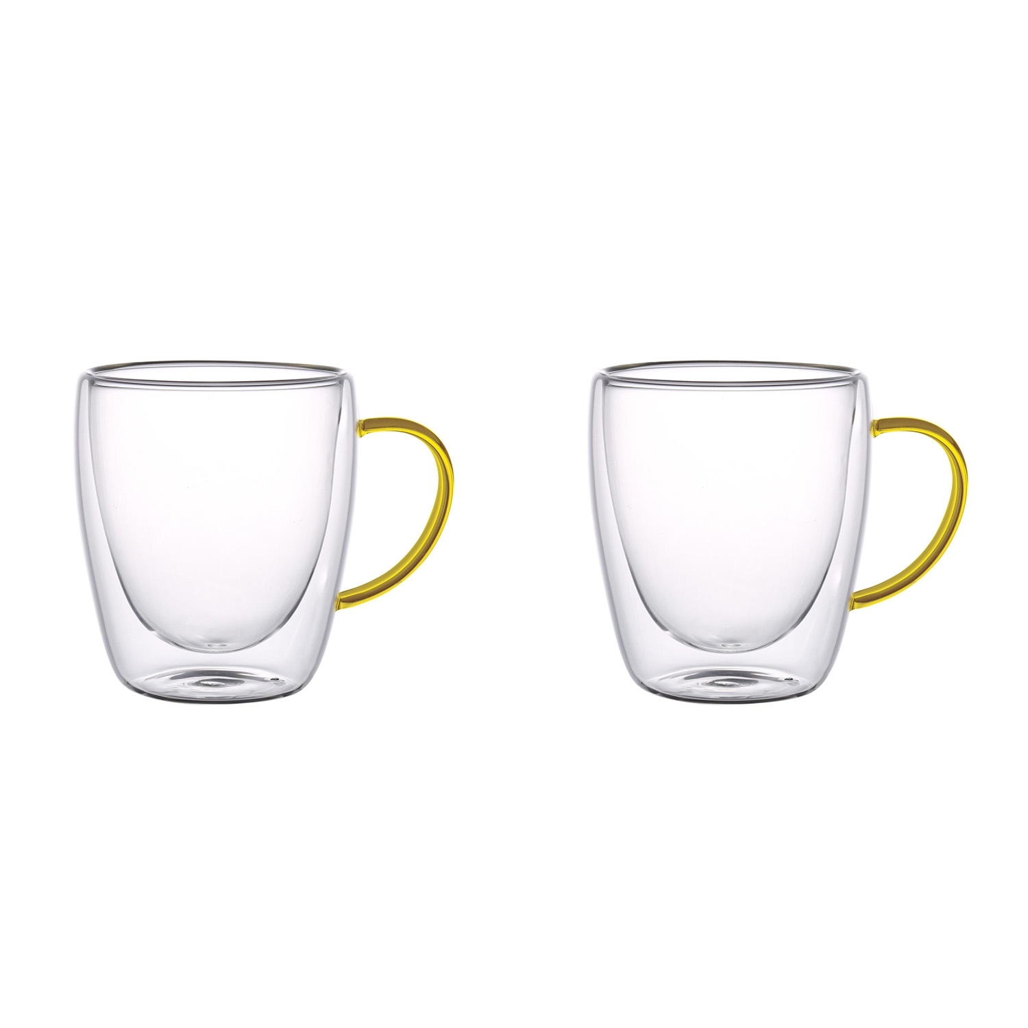Szklanki termiczne MG Home Renza, 2 sztuki, 300 ml, z żółtym uchem