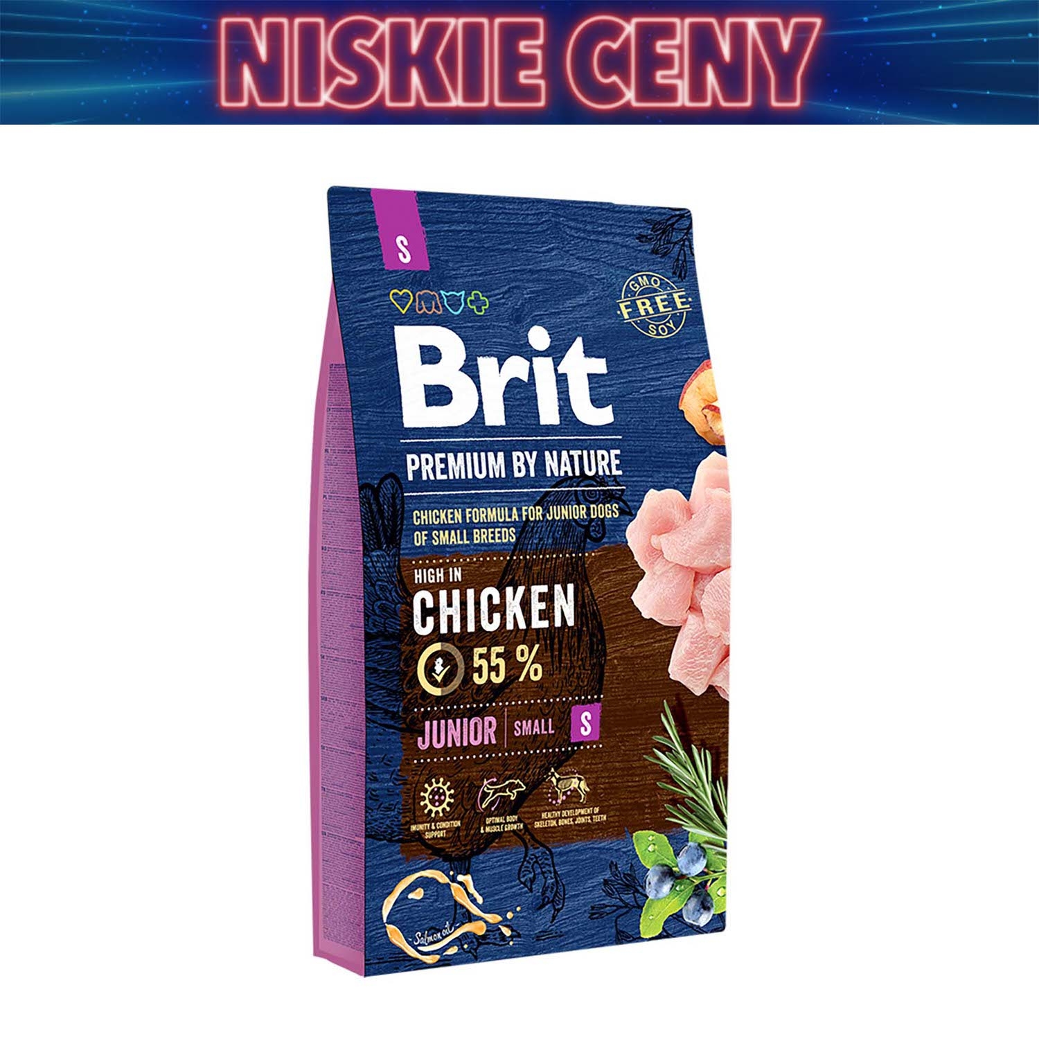 Karma dla szczeniąt Brit Premium By Nature Junior S, sucha, z kurczakiem, 8 kg