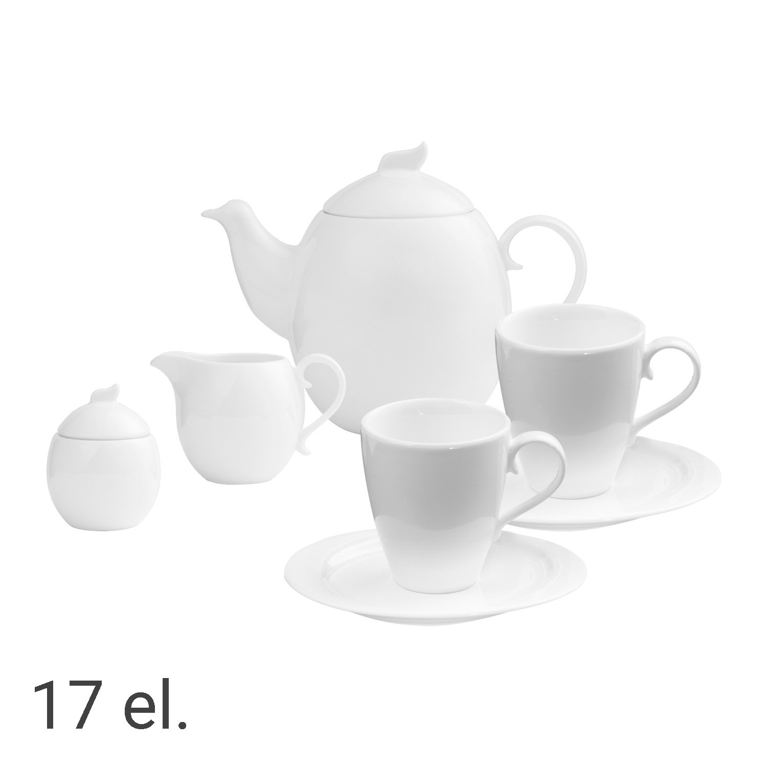 Zestaw kawowy z porcelany na 6 osób Ambition Giro, 17 elementów, biały