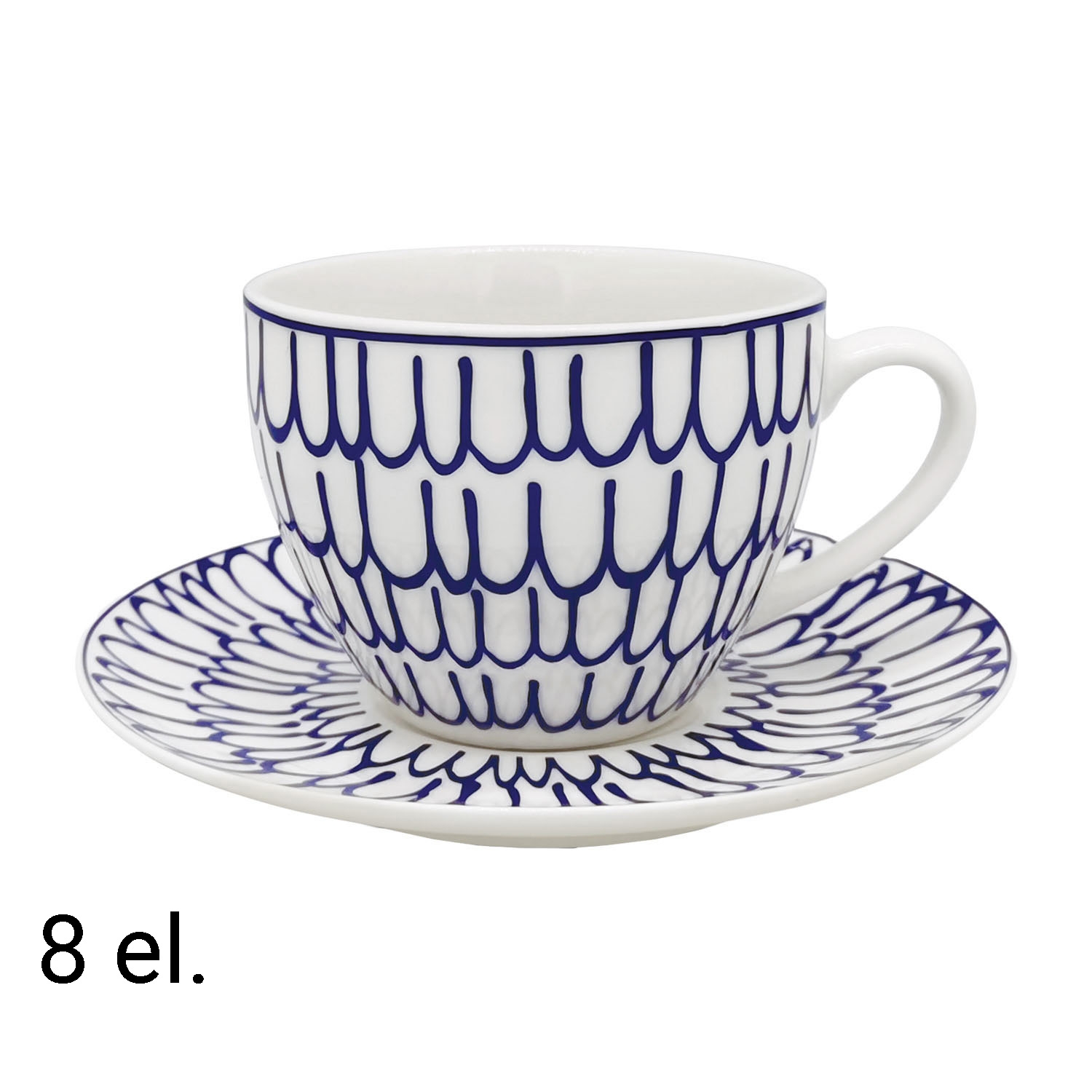 Zestaw kawowy z porcelany MG Home Fiori, 240 ml, 8 elementów
