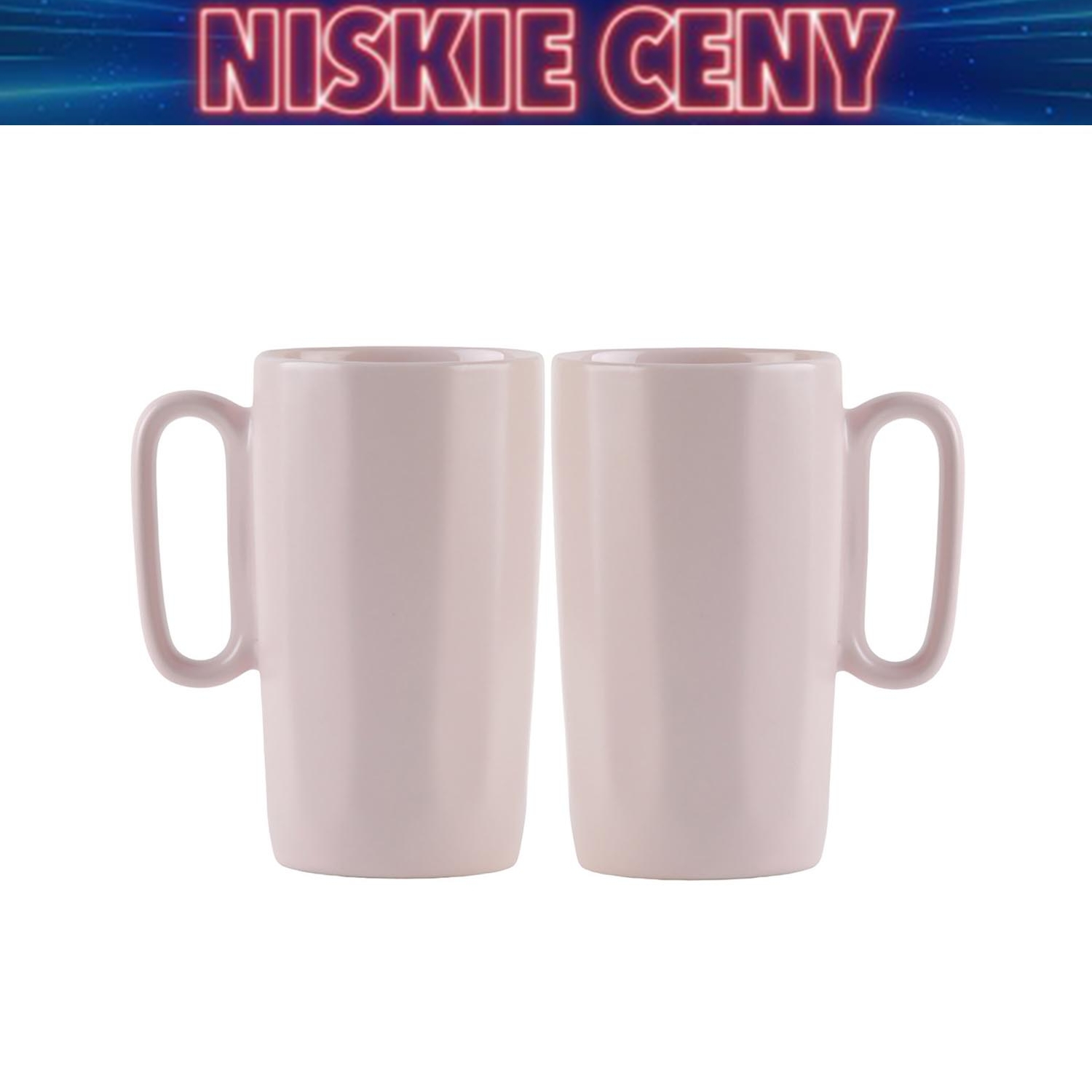 Kubki ceramiczne z uchem Vialli Design Fuori, 330 ml, 2 sztuki, różowe