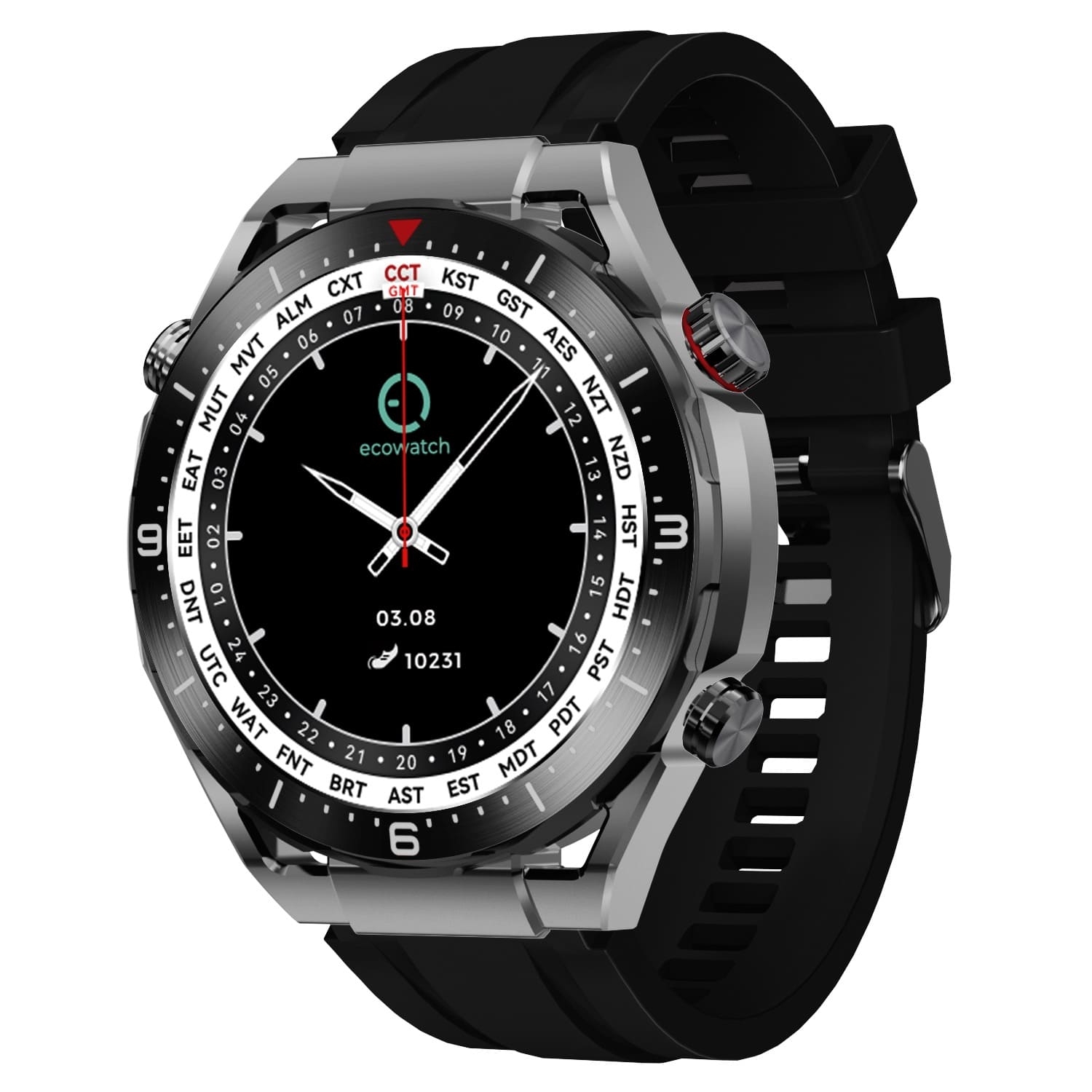 Smartwatch Ecowatch 1, 3 wymienne paski, czarny