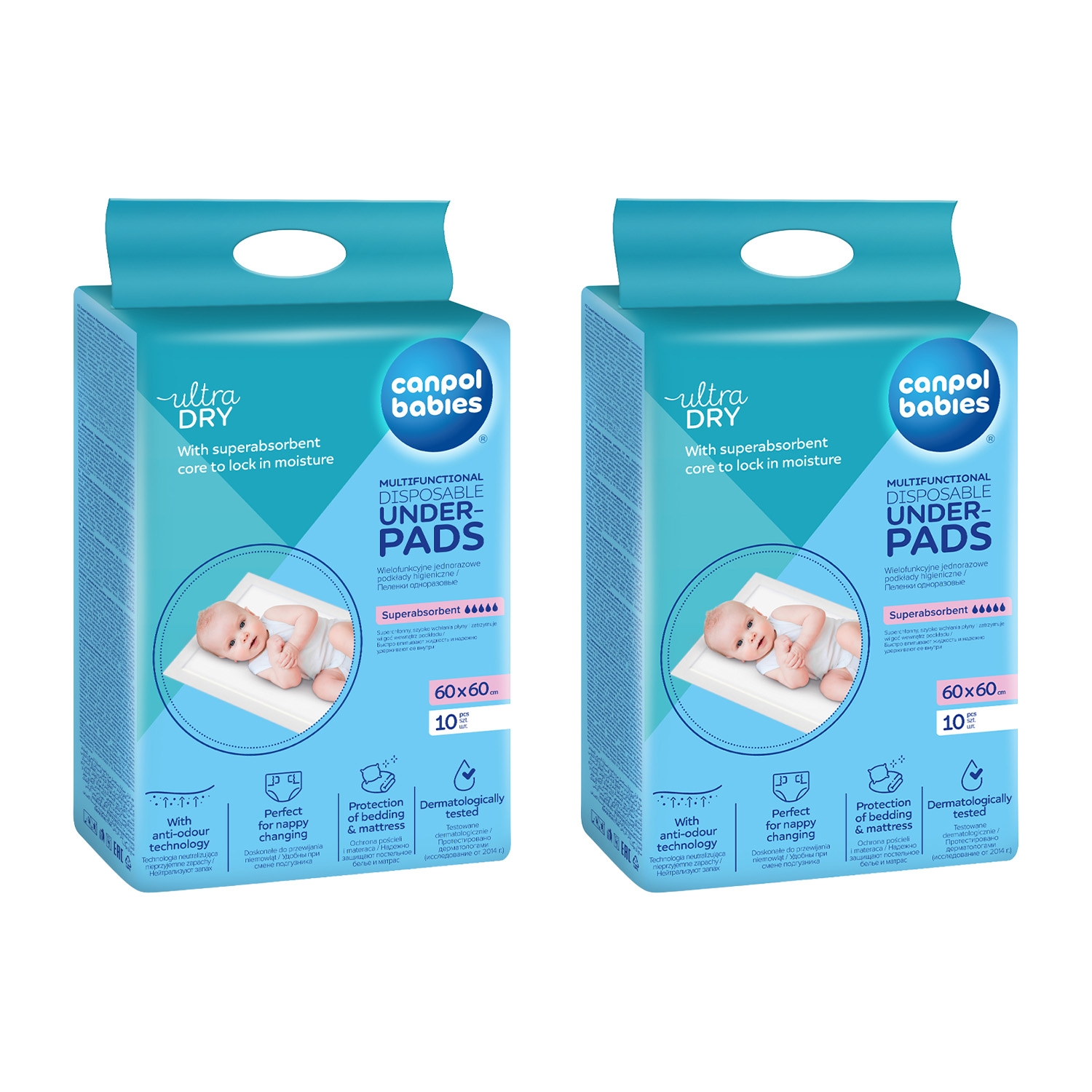 Podkłady higieniczne 60 x 60 cm Canpol Babies, 2 x 10 sztuk