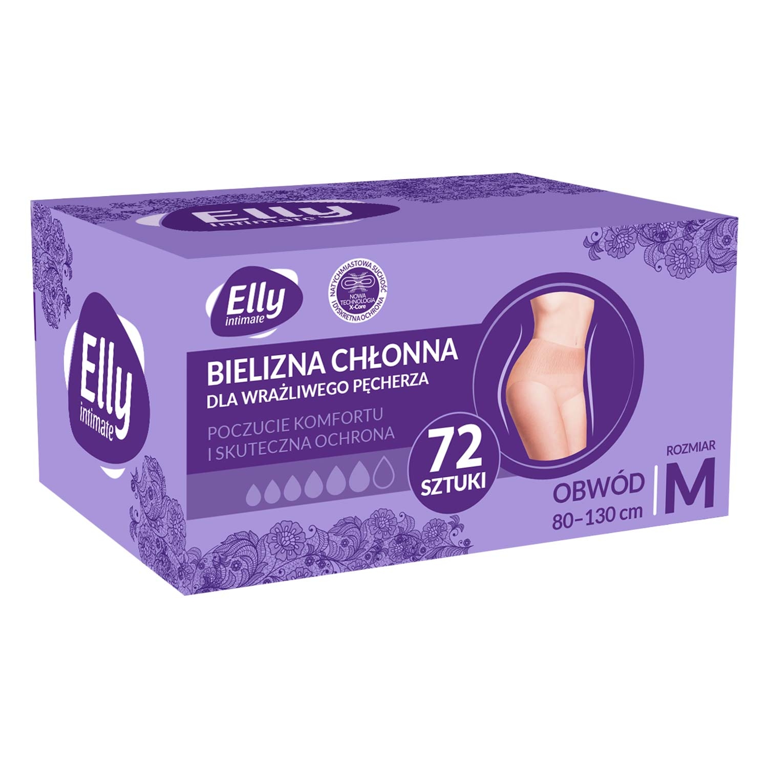 Bielizna chłonna ELLY Intimate, rozmiar M, 72 szt., ośmiopak 9x8