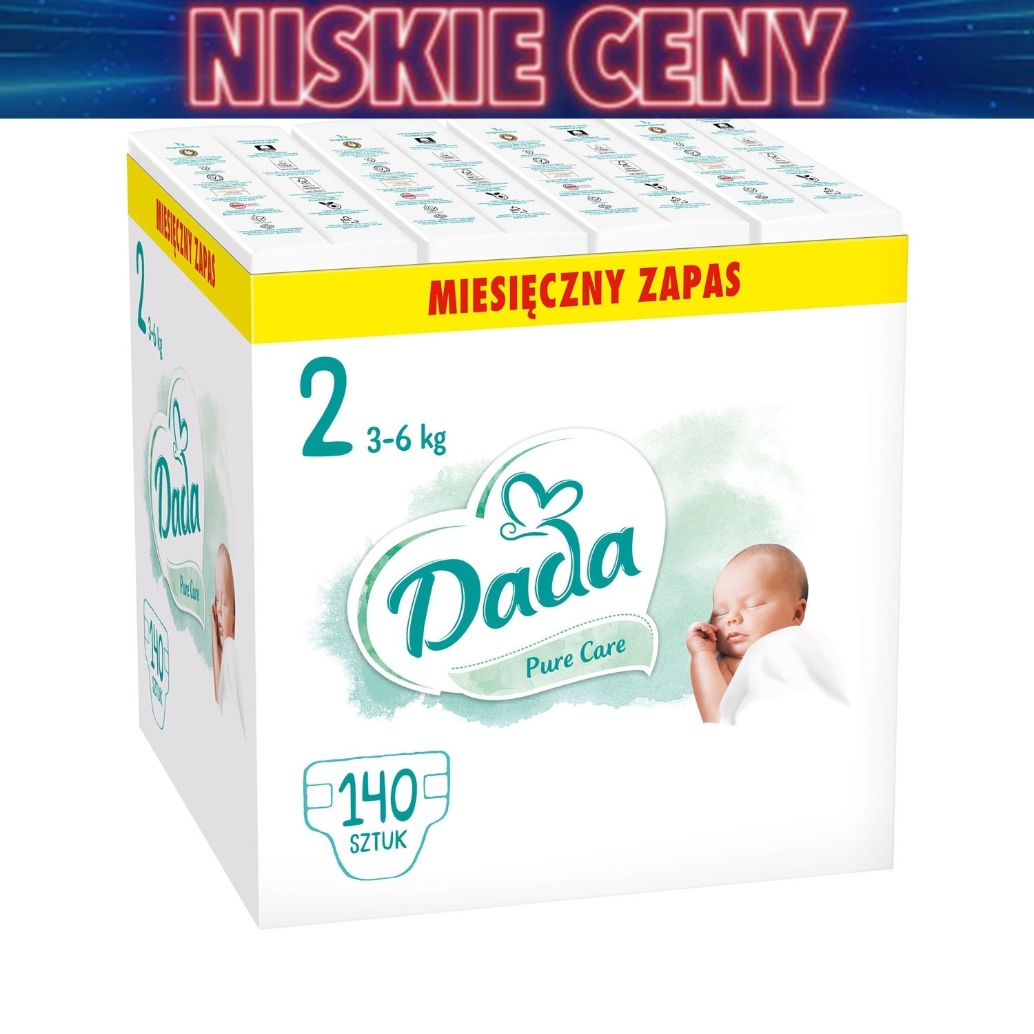 Pieluszki Pure Care 2 Mini, 3-6 kg, 140 szt., identyfikator wilgotności
