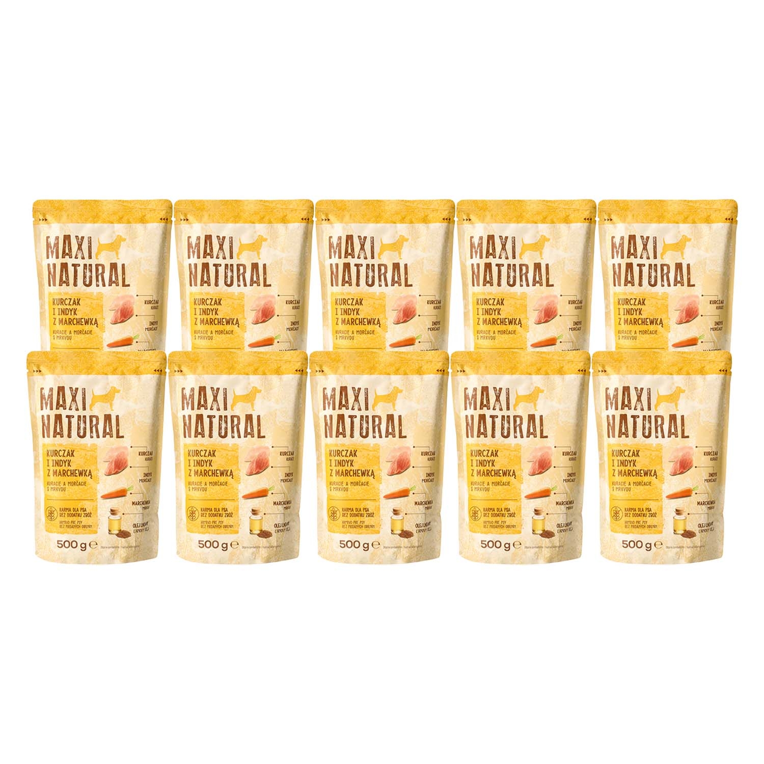 Karma dla psa Maxi Natural, mokra, kurczak i indyk z marchewką, 10 x 500 g