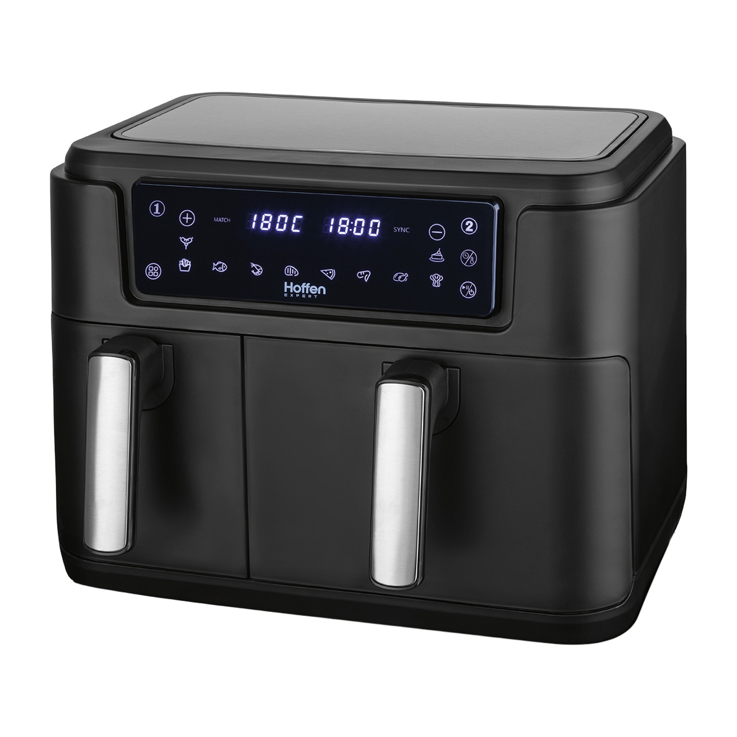 Air Fryer Frytkownica dwukomorowa Hoffen Expert, 2400 W, 3,5 l i 6 l, czarna
