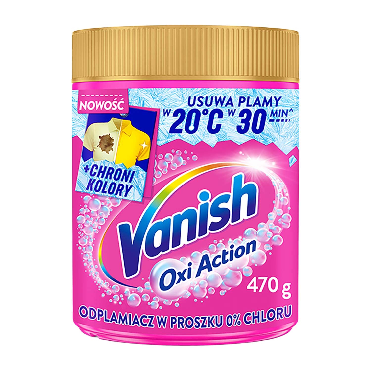 Odplamiacz do tkanin Vanish Oxi Action Pink, 470 g