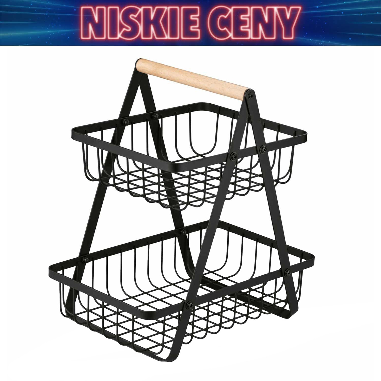 Koszyk na owoce Tadar, 2 poziomy, czarny