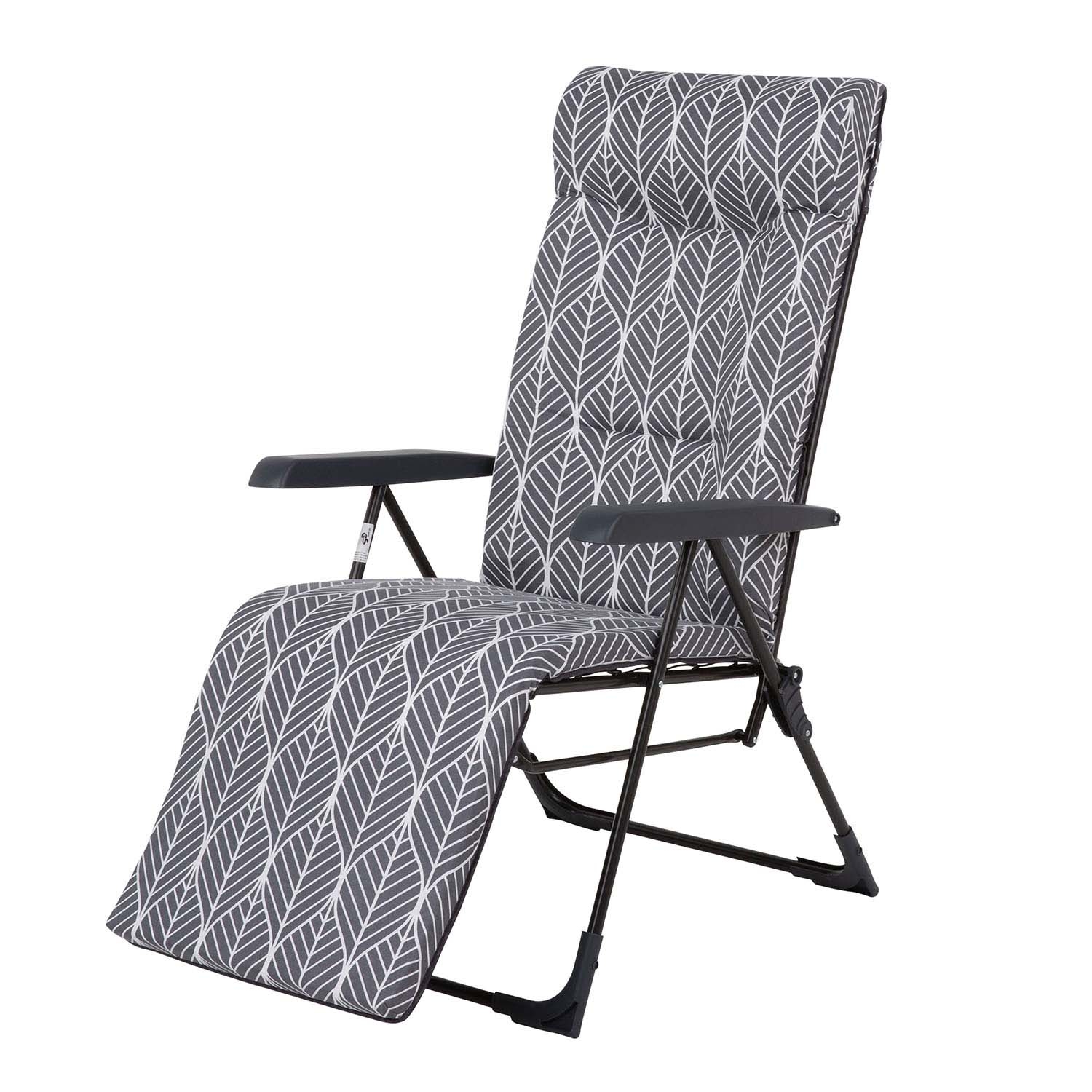 Fotel ogrodowy z podnóżkiem Gardenic Toskania Plus H046-06IB, rozkładany, szary
