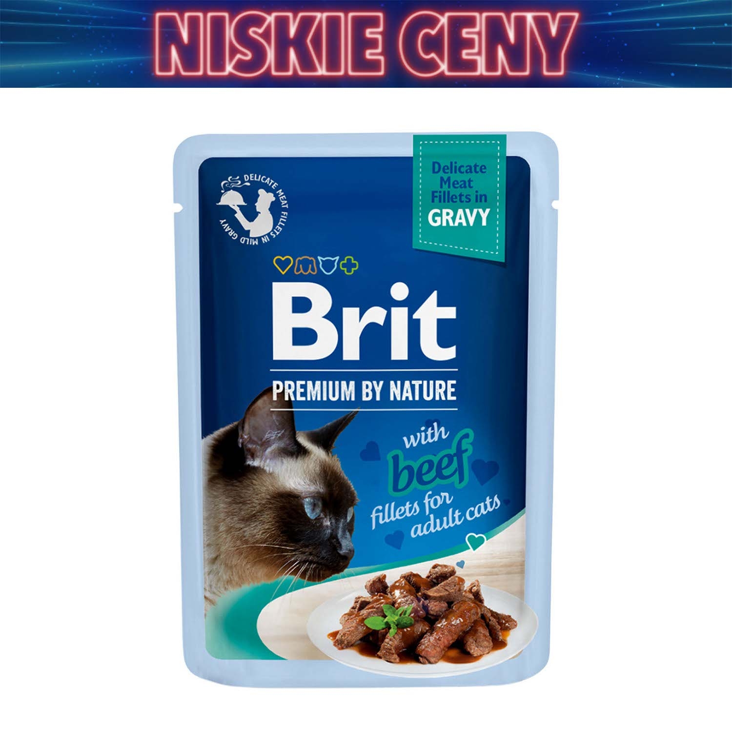 Mokra karma dla kotów Brit Premium By Nature, filety z wołowiny, 24 x 85 g