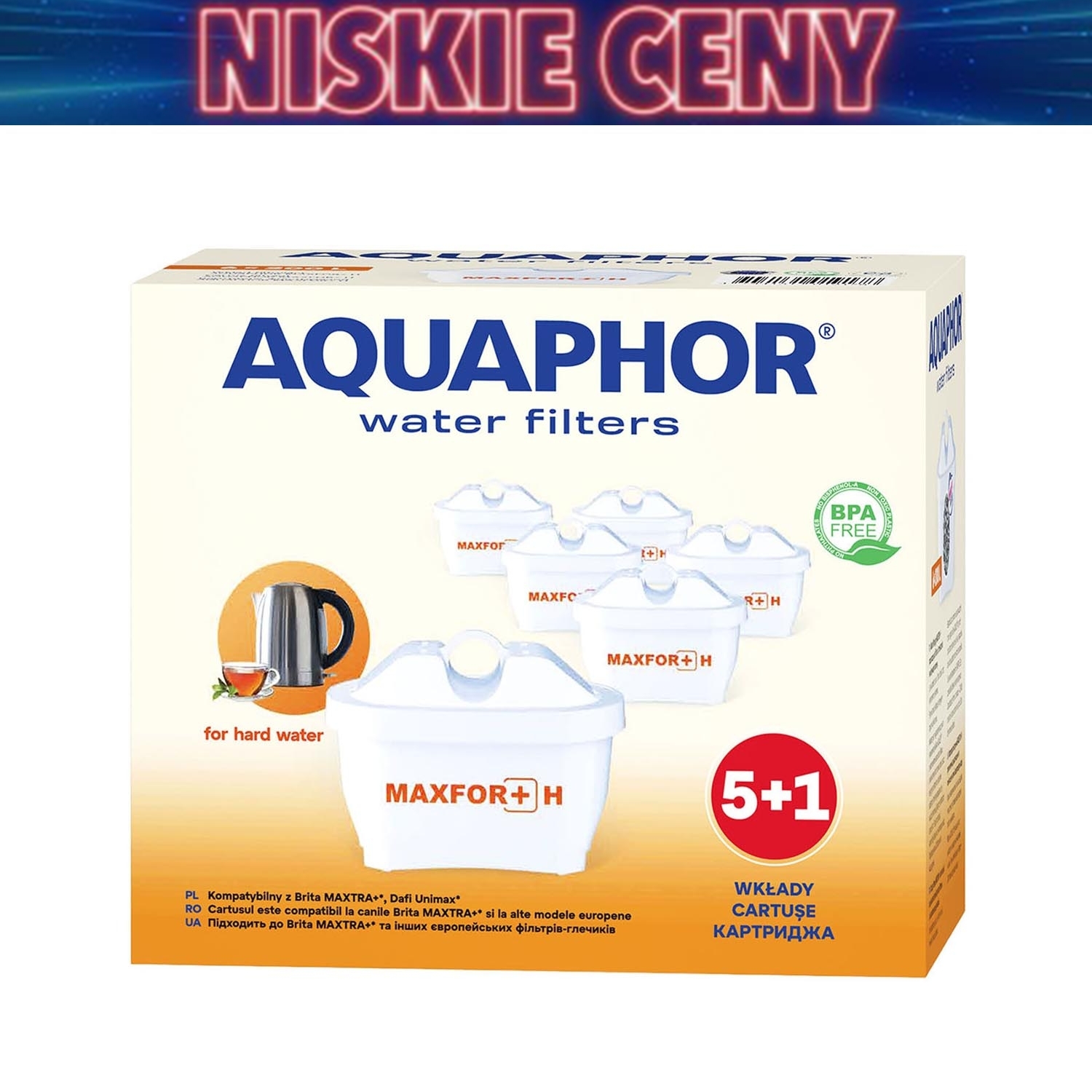 Wkład filtrujący Aquaphor Maxfor+ H, do dzbanka filtrującego, 6 sztuk