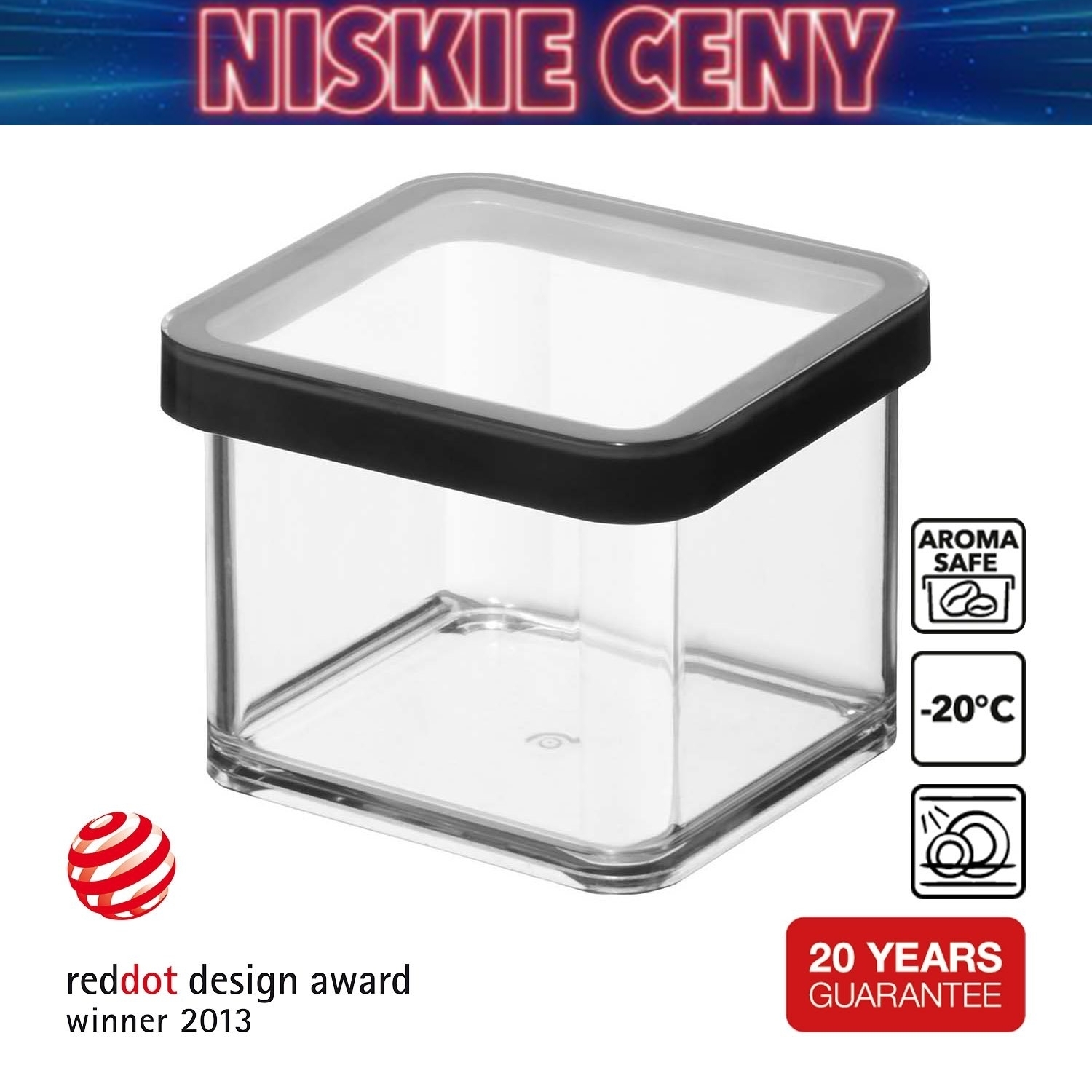 Pojemnik kwadratowy Rotho Loft, 0,5 l, czarny