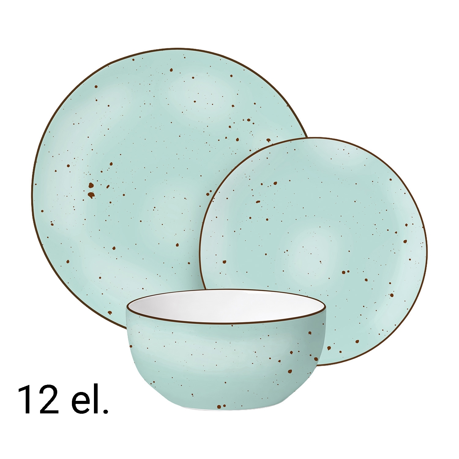 Zestaw obiadowy z porcelany na 4 osoby MG Home Gemma Green, 12 elementów, zielony