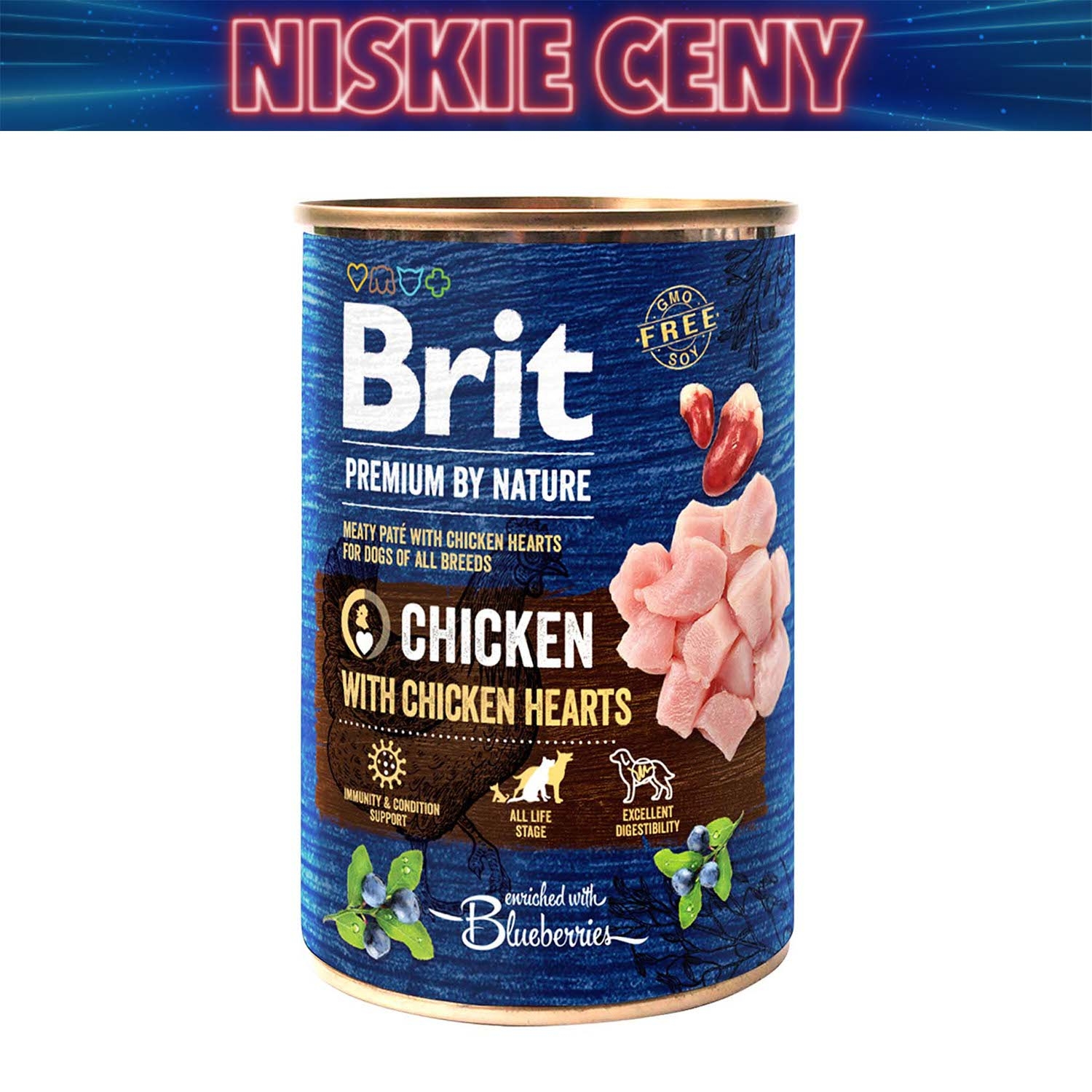 Karma dla psa Brit Premium By Nature, mokra, kurczak z sercami, 6 x 400 g