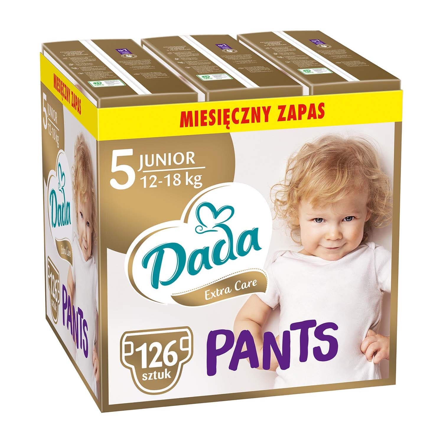 Pieluchomajtki Dada Extra Care Pants 5 Junior, 12-18 kg, 126 szt., superchłonny wkład