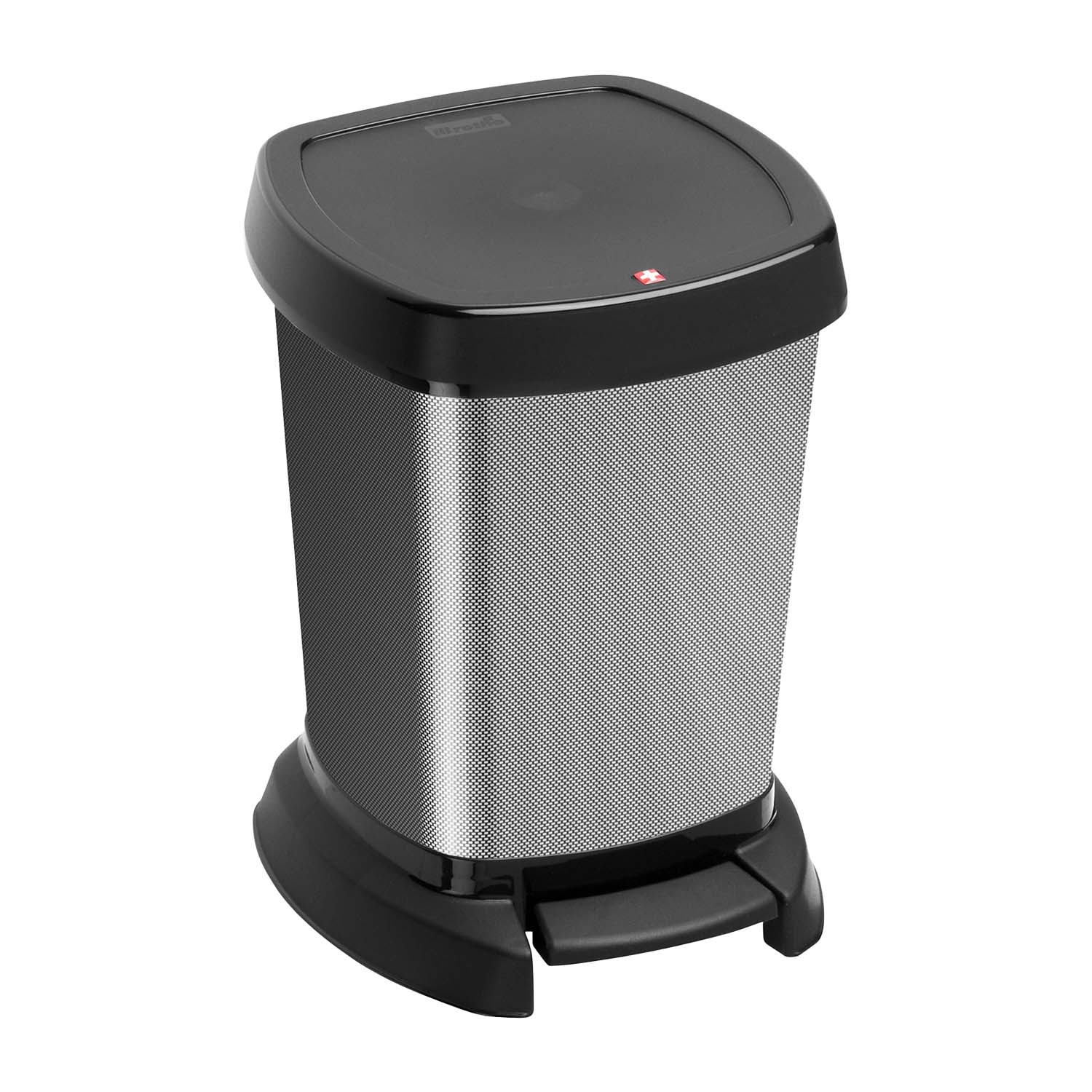 Kosz na śmieci Rotho Paso, czarny, 6 L, z pedałem