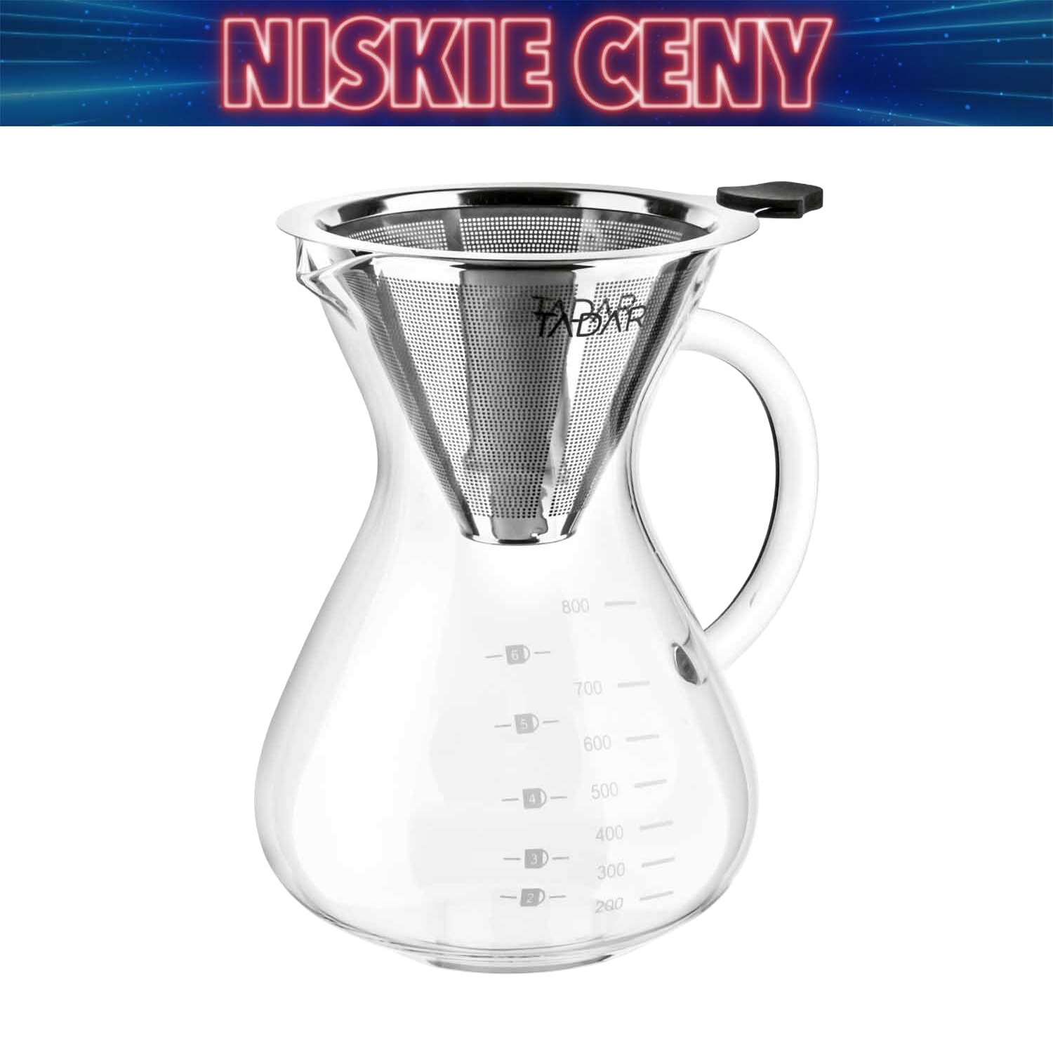 Dzbanek do kawy z zaparzaczem Tadar, 800 ml, szklany