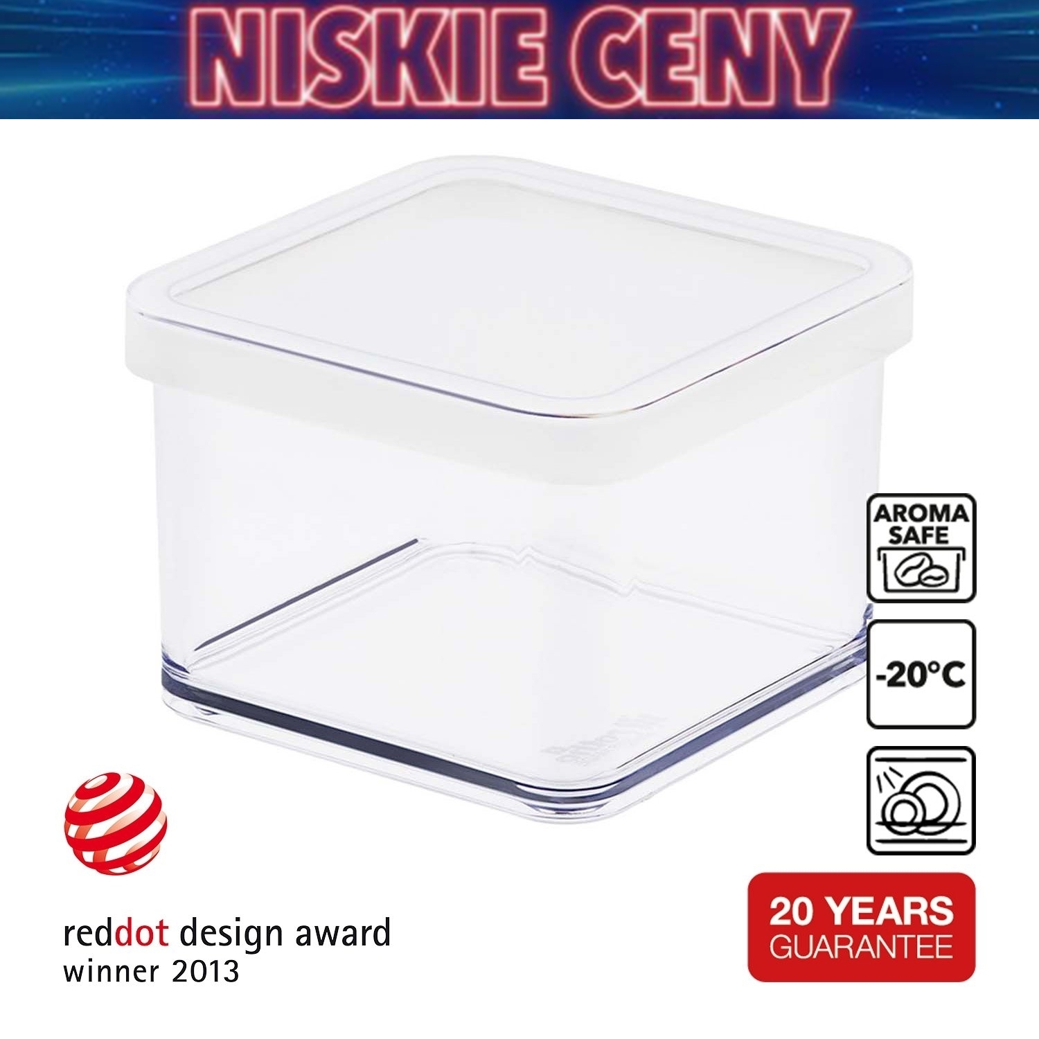 Pojemnik kwadratowy Rotho Loft, 0,5 l, biały