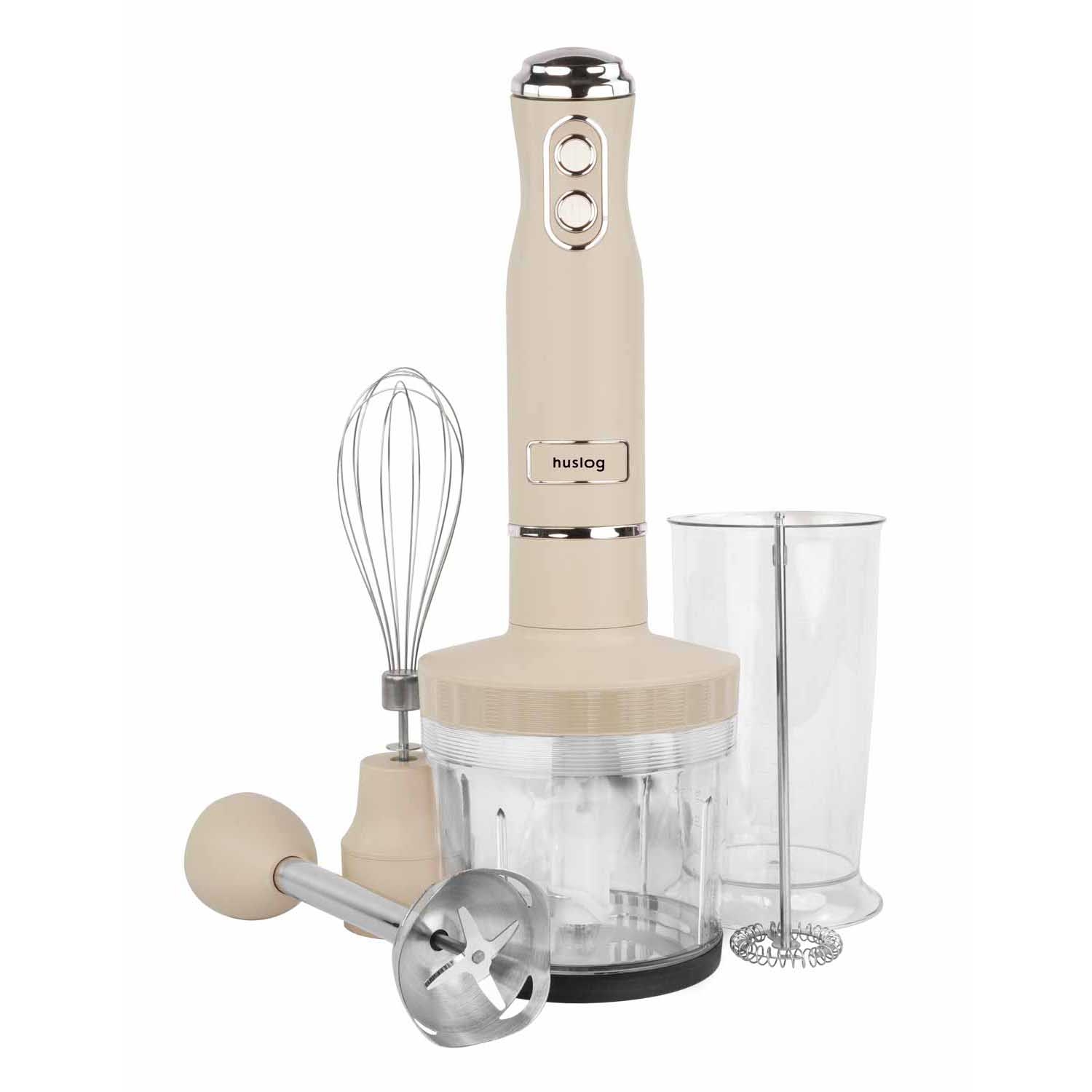 Blender ręczny 4 w 1 Huslog QuickBlend, 700 W, 4 końcówki, kremowy