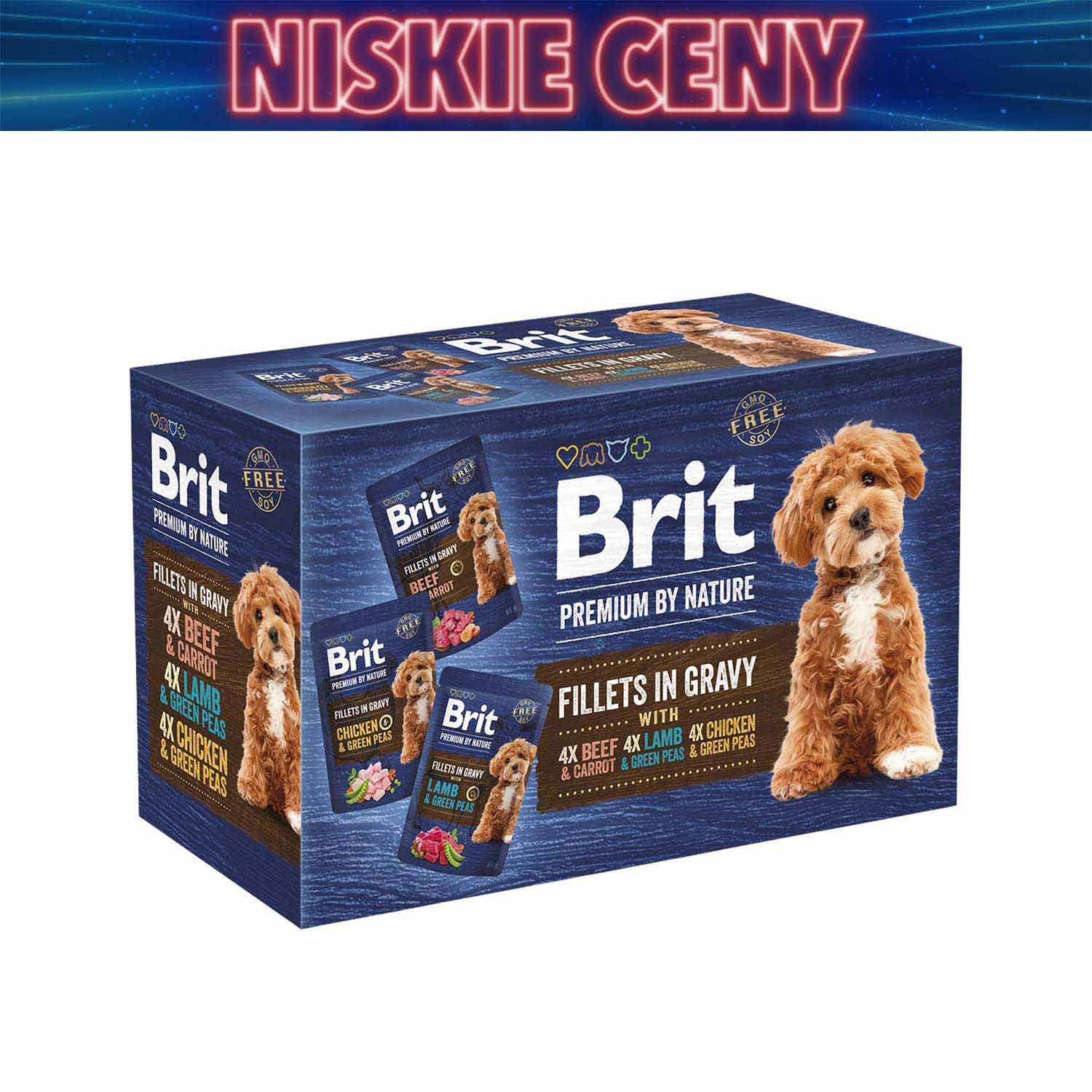 Karma dla psów Brit Premium By Nature Fillets in Gravy, mokra, miks smaków, 12 x 85 g