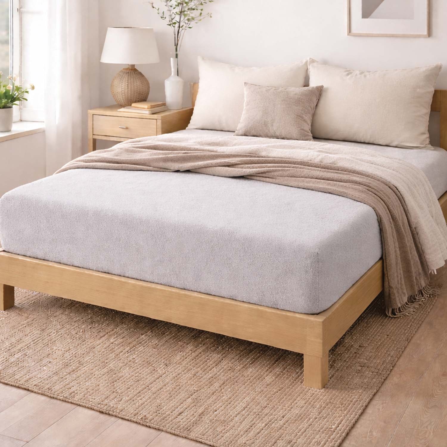 Prześcieradło frotte z gumką 140 x 200 cm Pation Home Luneo, jasnoszare