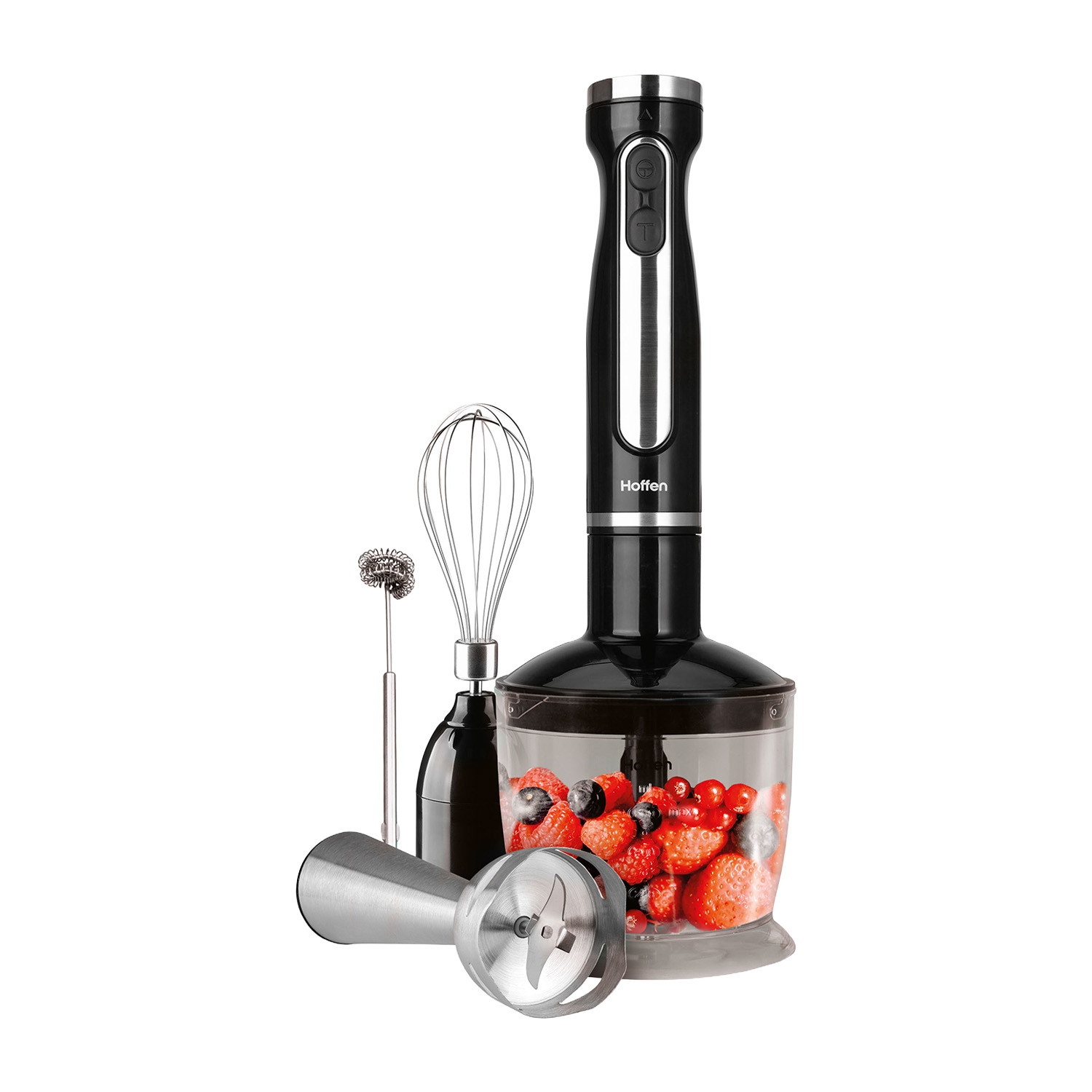 Blender ręczny 4 w 1 Hoffen, 1200 W, 4 końcówki, czarny