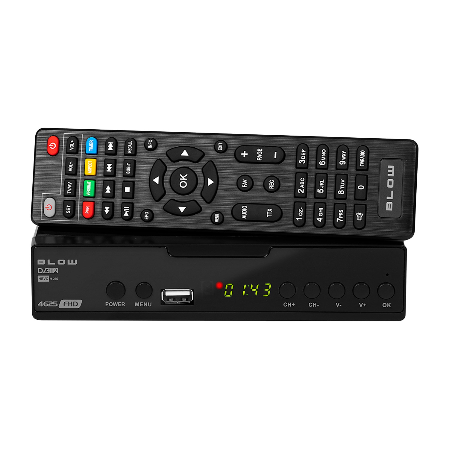 Tuner DVB-T2 BLOW 4625FHD, z pilotem