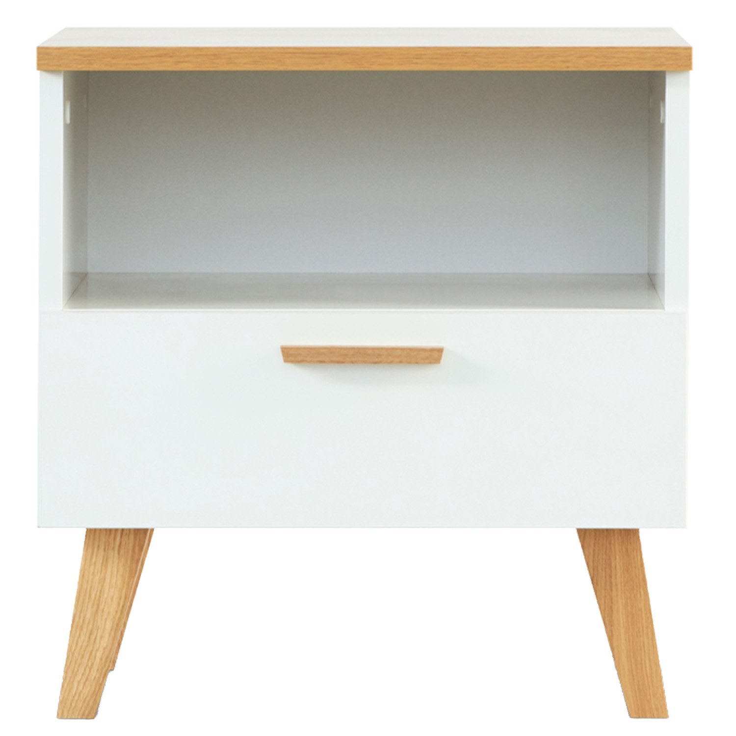 Stolik nocny Frisk 50 cm, skandynawski styl, biały