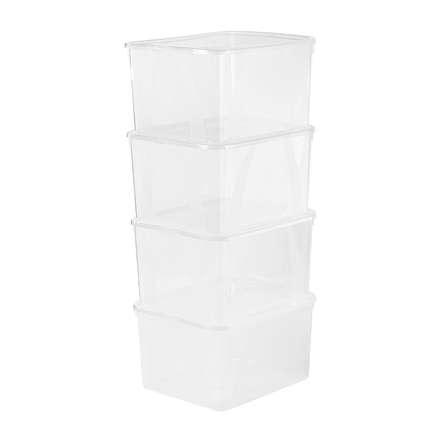 Zestaw 4 pudełek do przechowywania Rotho Lona, 25 l, transparentne