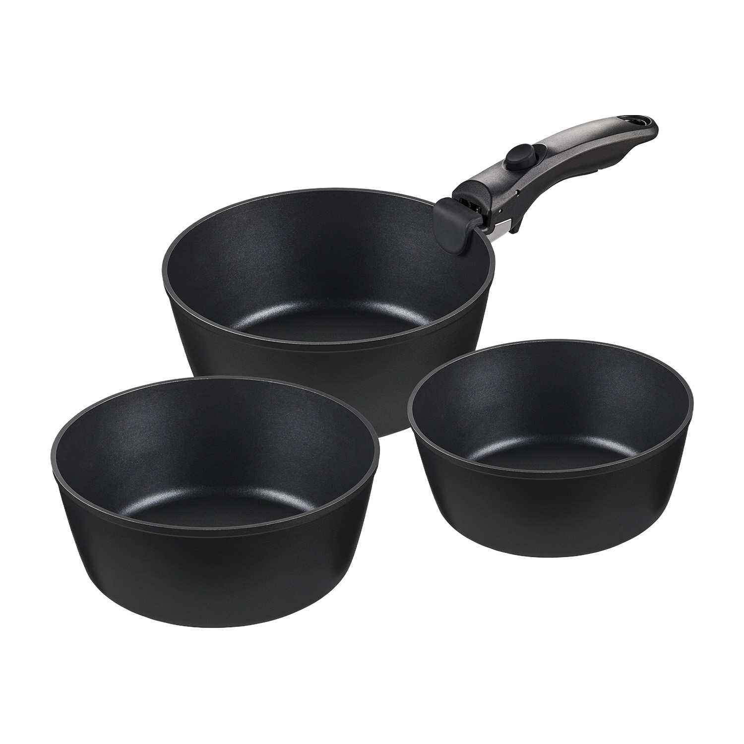 Zestaw garnków MG Home Clever Kitchen, 3 elementy, odpinana rączka, aluminium