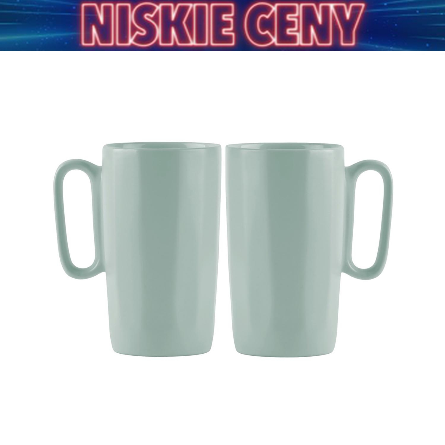 Kubki ceramiczne z uchem, Vialli Design Fuori, 330 ml, 2 sztuki, miętowe