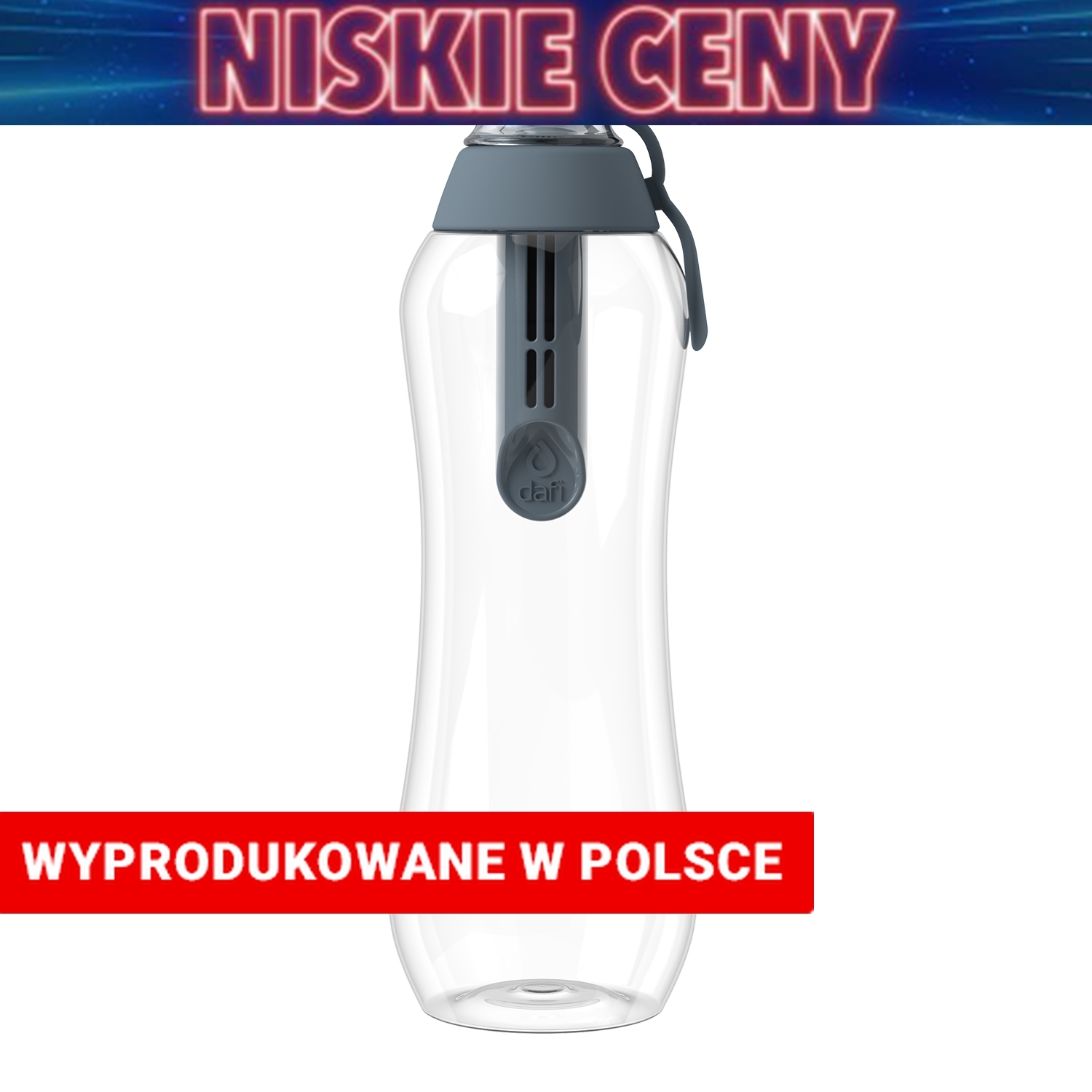 Butelka filtrująca 0,5 L SOFT, szara, 1 filtr w zestawie
