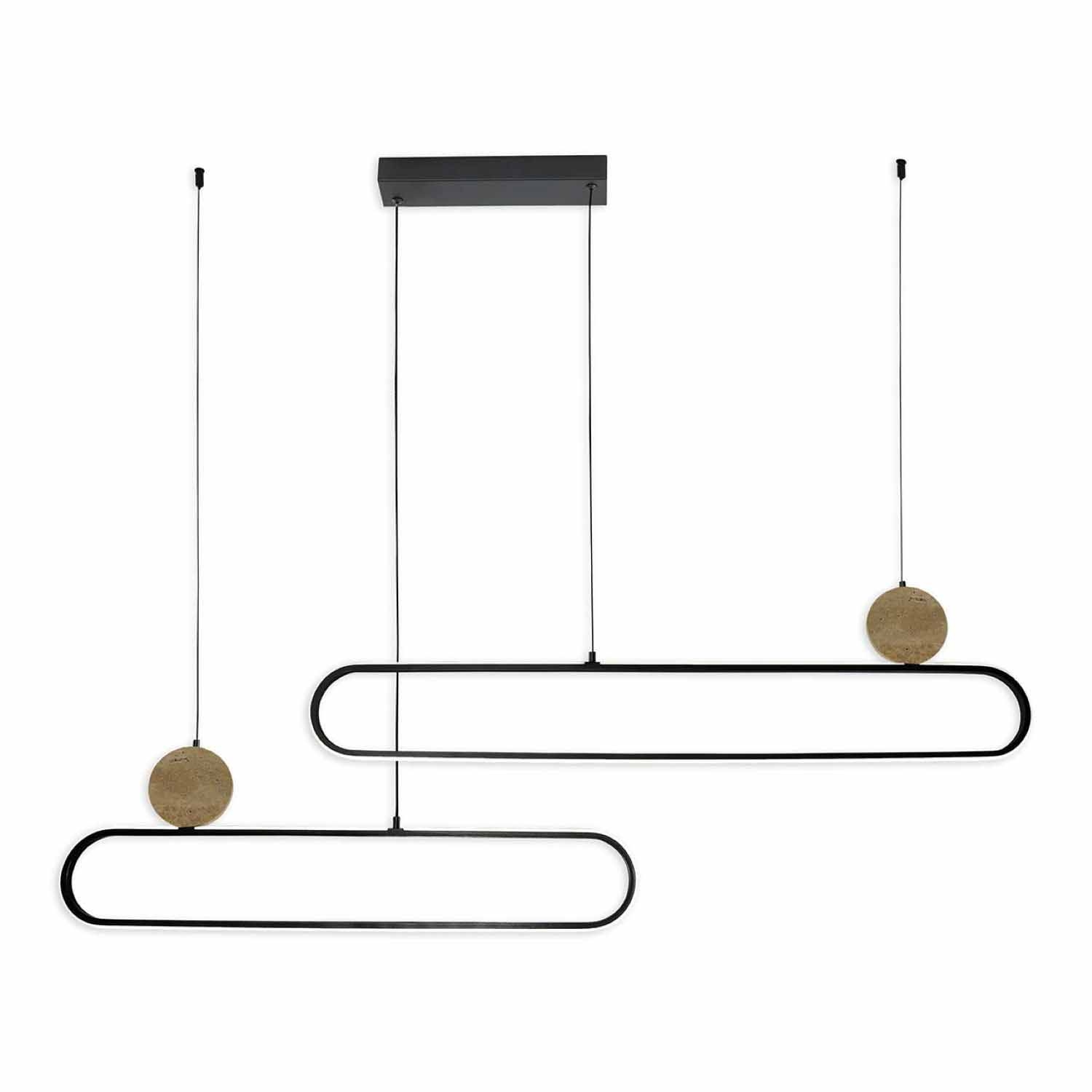 Lampa wisząca LED Sanico Goldlux Florentyna, 48 W, 4000K, trawertyn, czarna