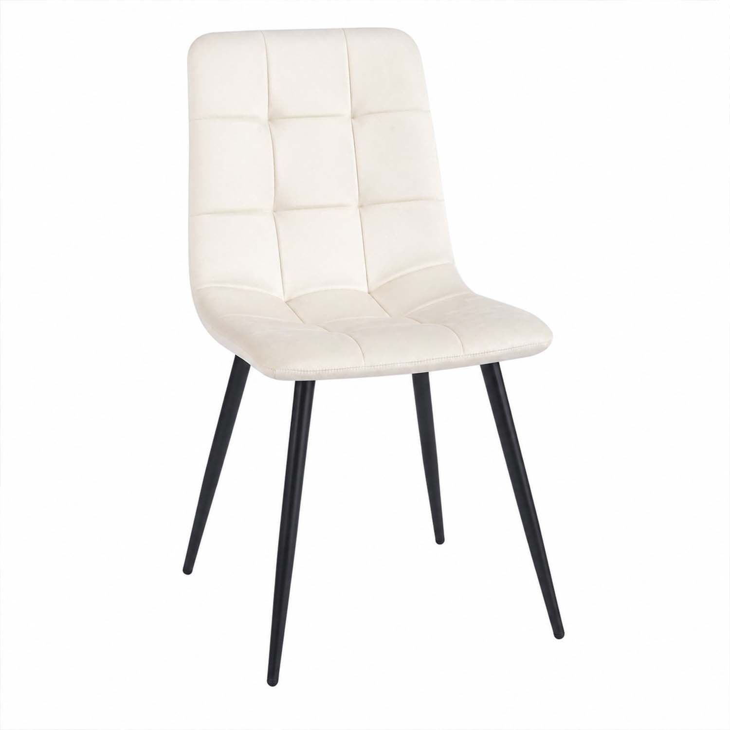 Zestaw 4 krzeseł tapicerowanych Vilandy Basic Velvet, ecru