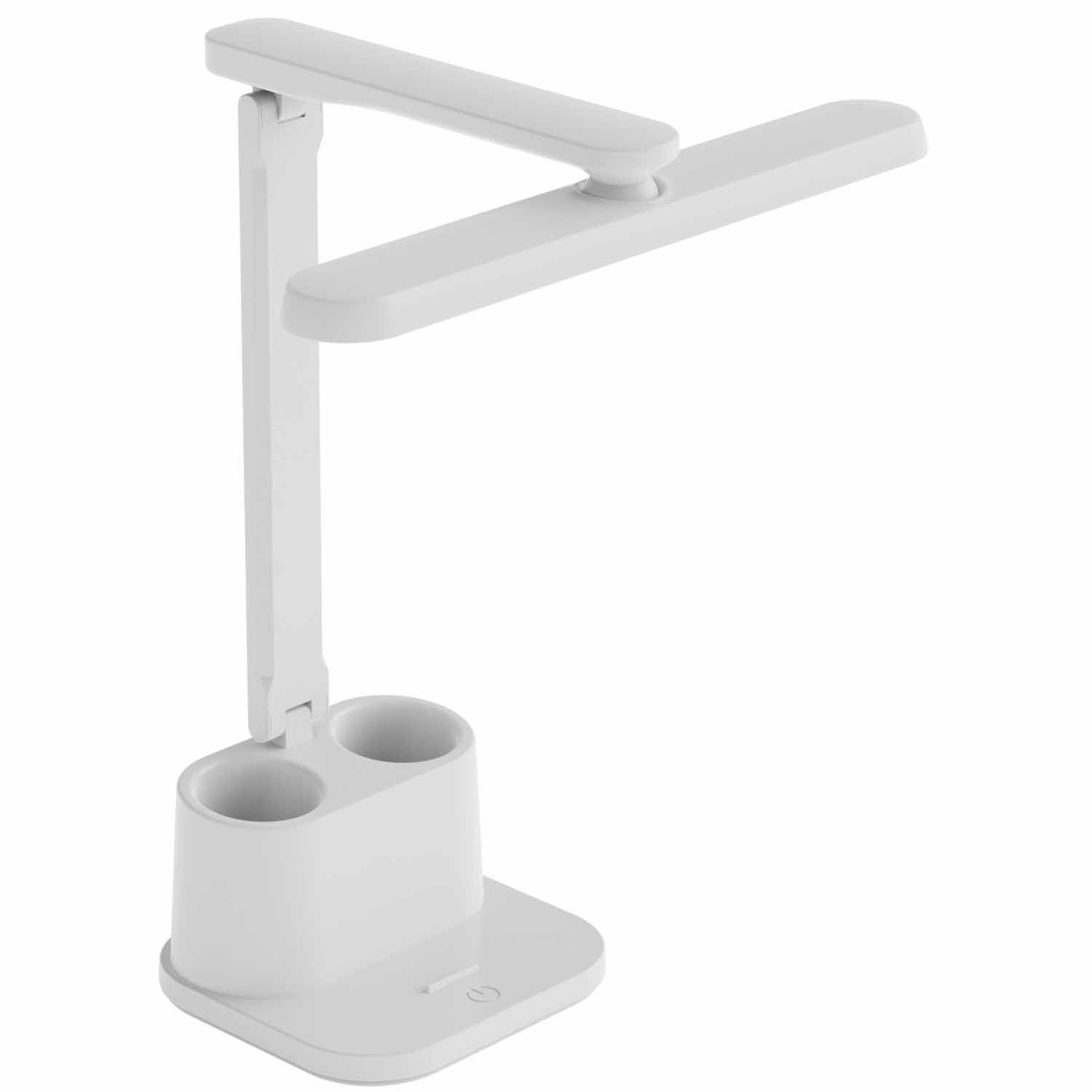Lampa biurkowa Sanico Goldlux Bari LED, 4000K, z przybornikiem i podstawką na telefon, biała