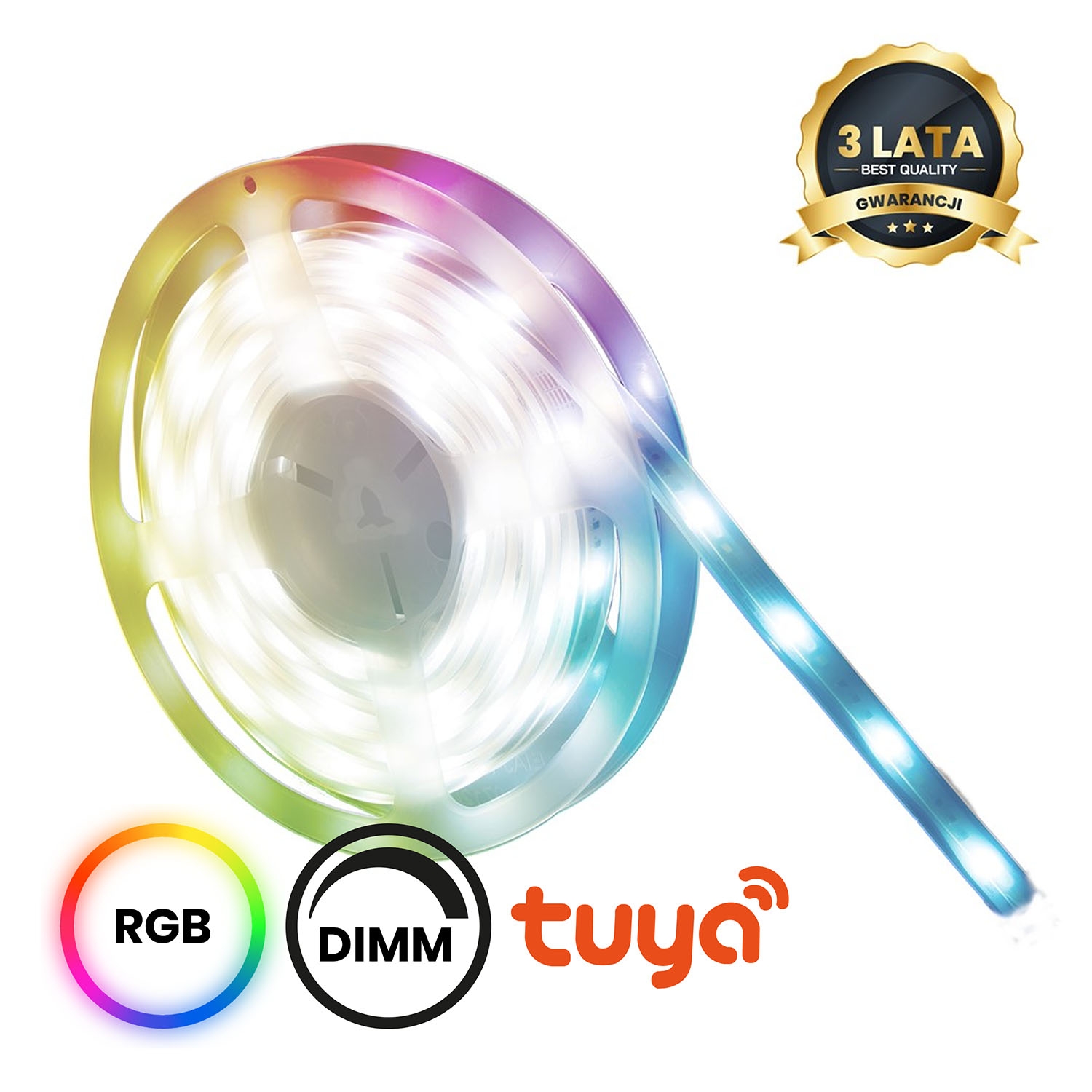 Inteligentna taśma LED RGB Smart Tuya IP65 Eko-Light, 3 m, Wi-Fi