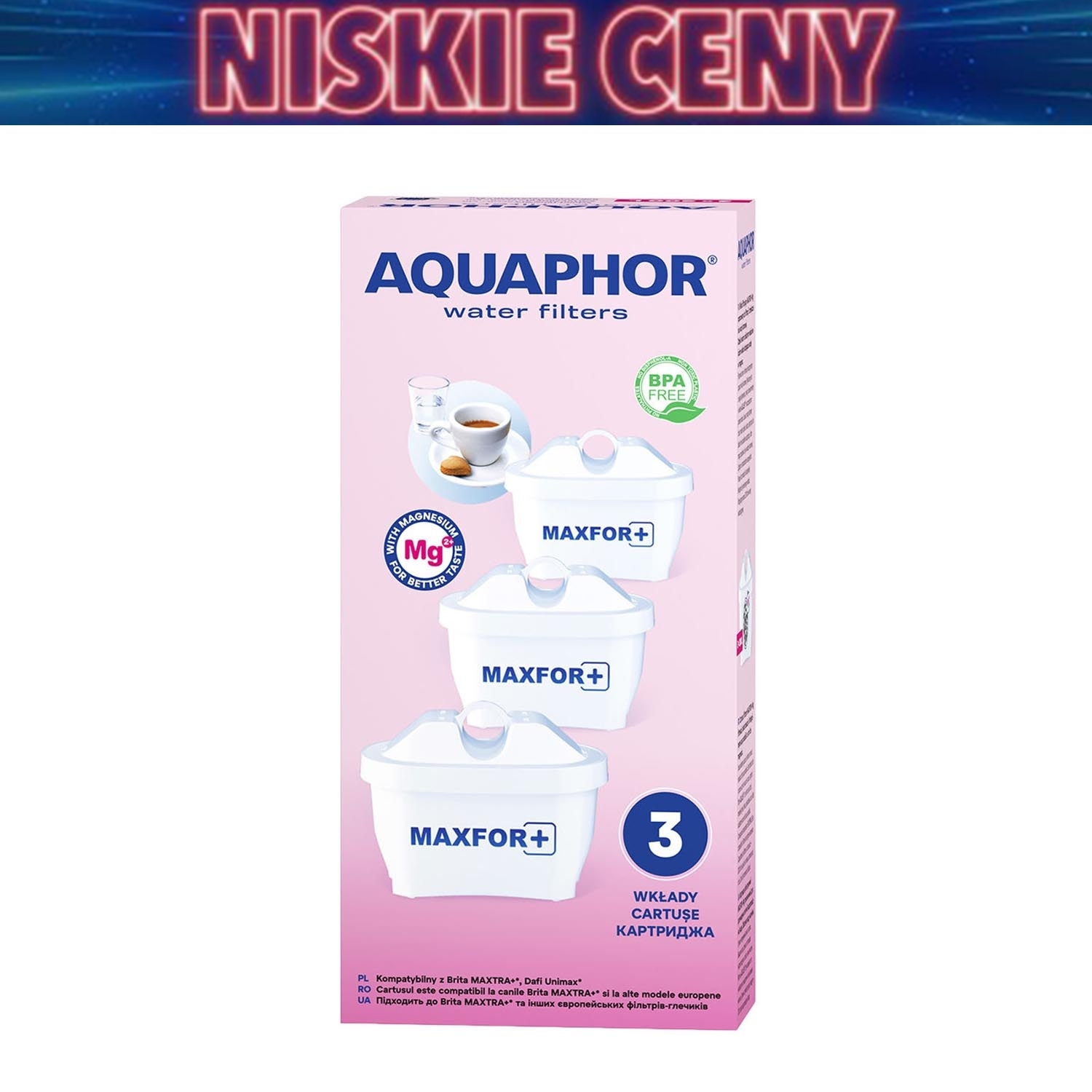 Wkład filtrujący Aquaphor Maxfor+ Mg, do dzbanka filtrującego, 3 sztuki