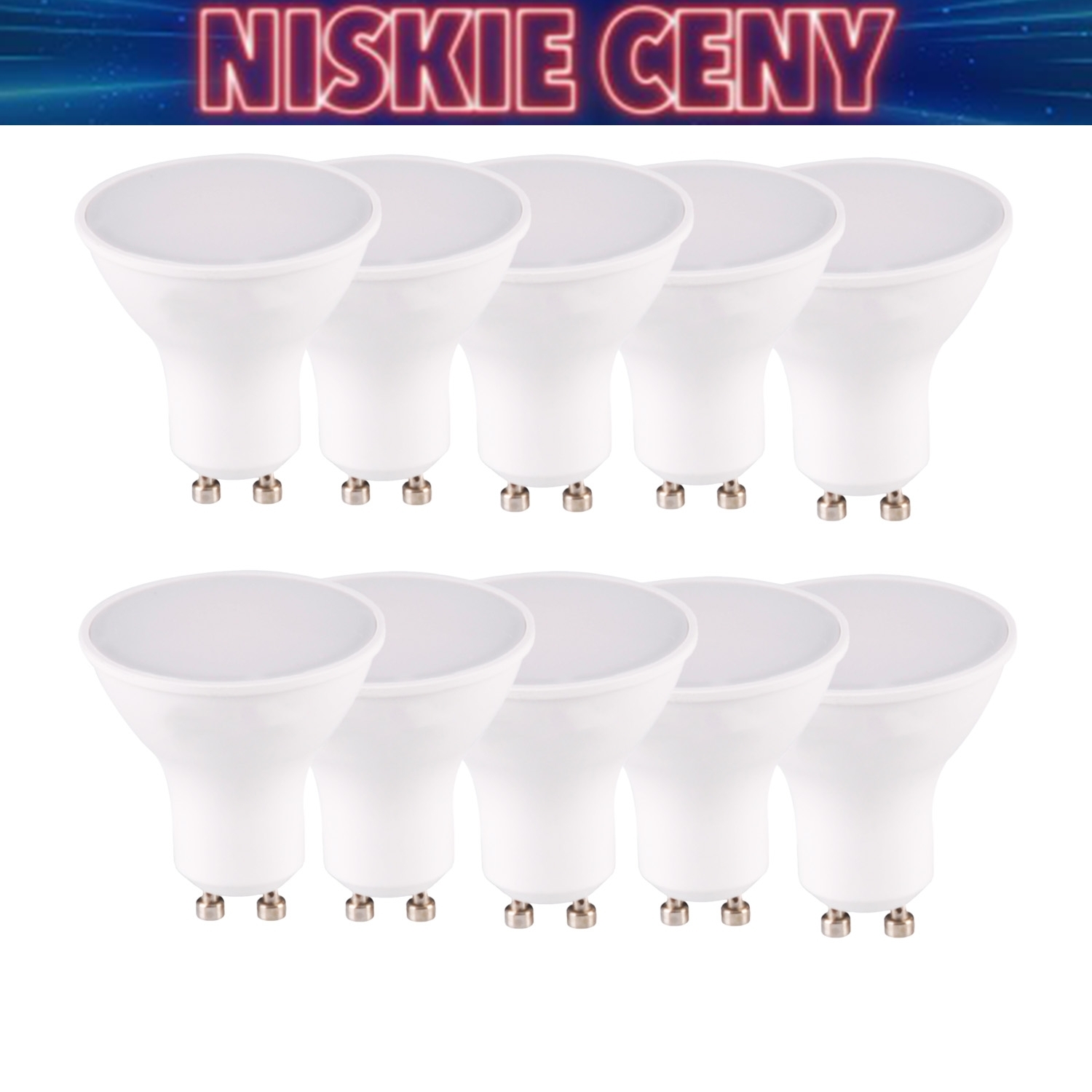 Komplet 10 żarówek Sanico Goldlux, GU10, 7,5 W, 3000K, barwa ciepła