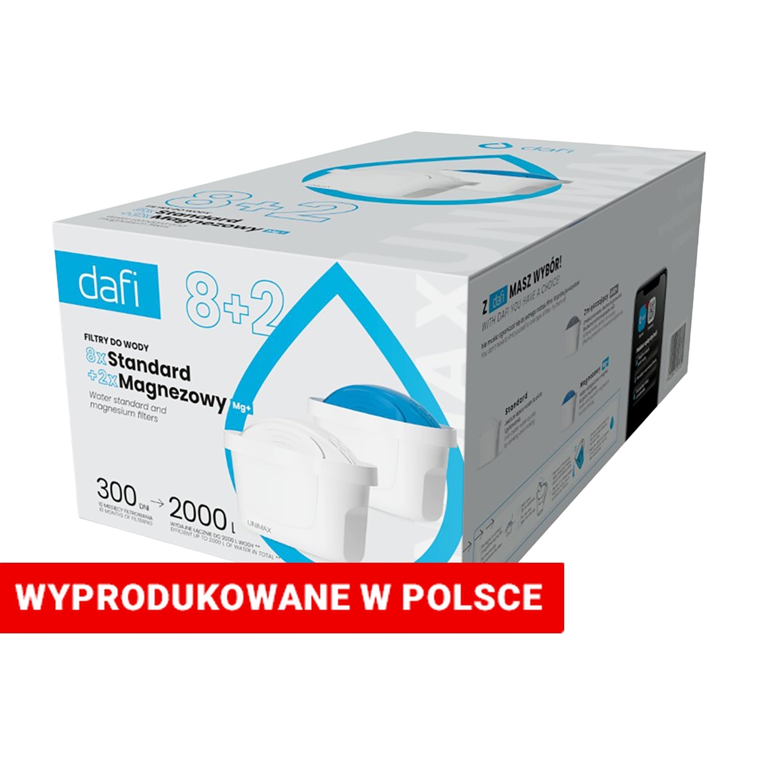 Wkład filtrujący do dzbanka Dafi, 8 x wkład Standard Unimax, 2 x wkład Mg