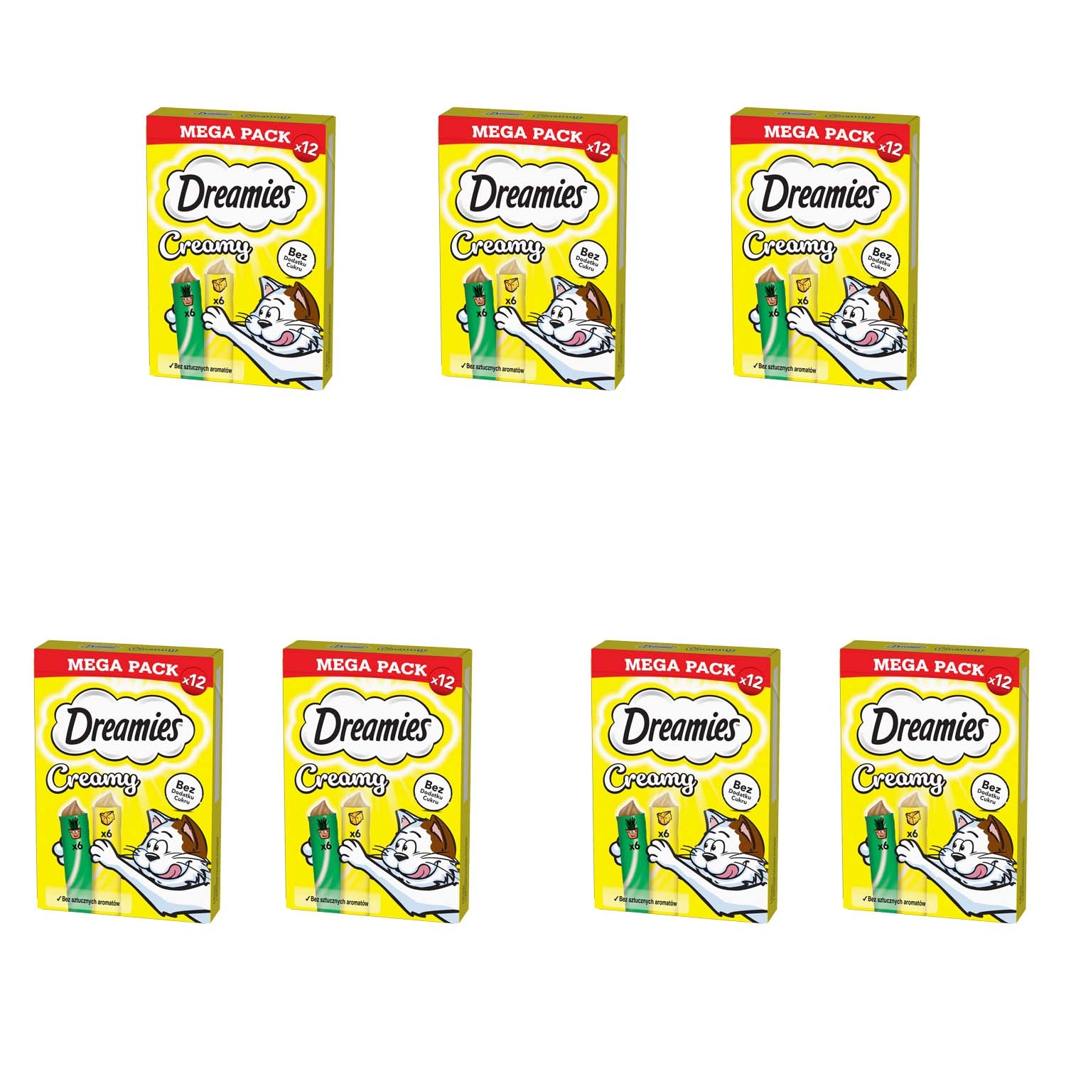 Przysmak dla kotów Dreamies Creamy Mega Pack, kocimiętka, ser, 84 x 10 g